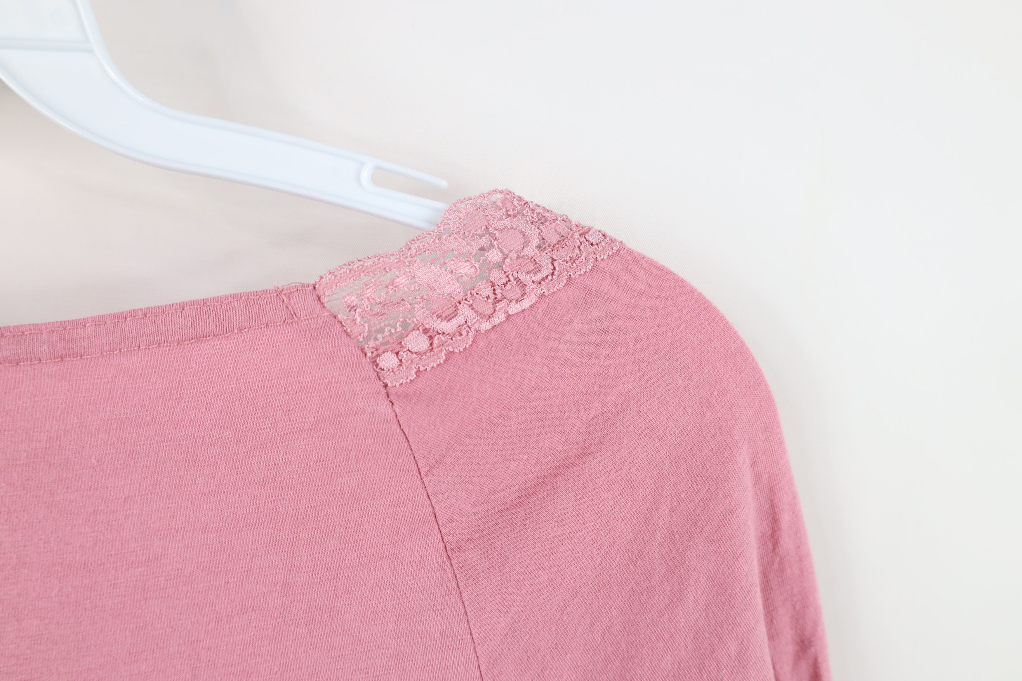 Vintage Vintage 90s Y2K Babydoll Lace Marled Shirt Top Pink USA Size M / US 6-8 / IT 42-44 - 9 Thumbnail