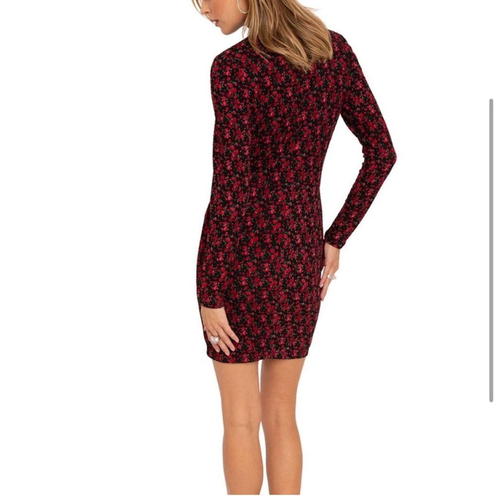 Black Halo RTR Black Halo Briar Long Sleeve Rose Floral Mini Dress Sz 6 Size M / US 6-8 / IT 42-44 - 2 Thumbnail