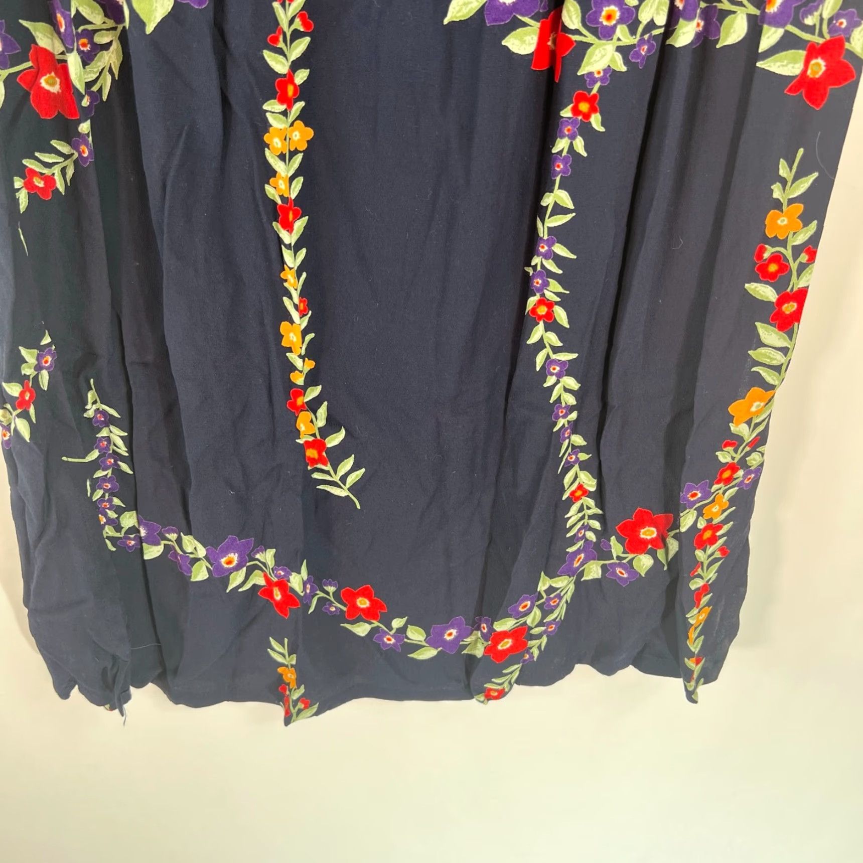 Vintage VINTAGE Melrose Studio Skirt Woman Floral Blue Pleated M Long 36 in Rayon Chambray Pull On Casual Size 32" / US 10 / IT 46 - 4 Thumbnail