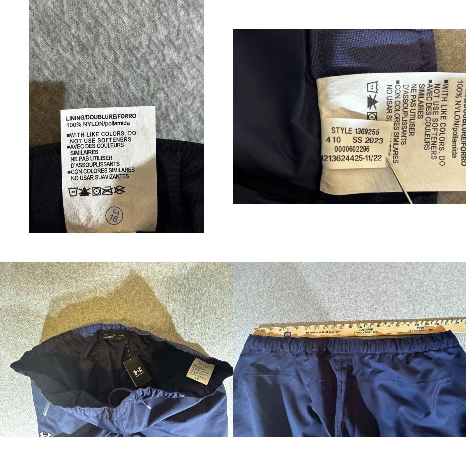 Under Armour Under Armour Stormproof Lined Rain Pants Mens 2XL Blue Waterproof Windproof Pockets Taped Seams Rain Pants Size US 39 - 9 Thumbnail