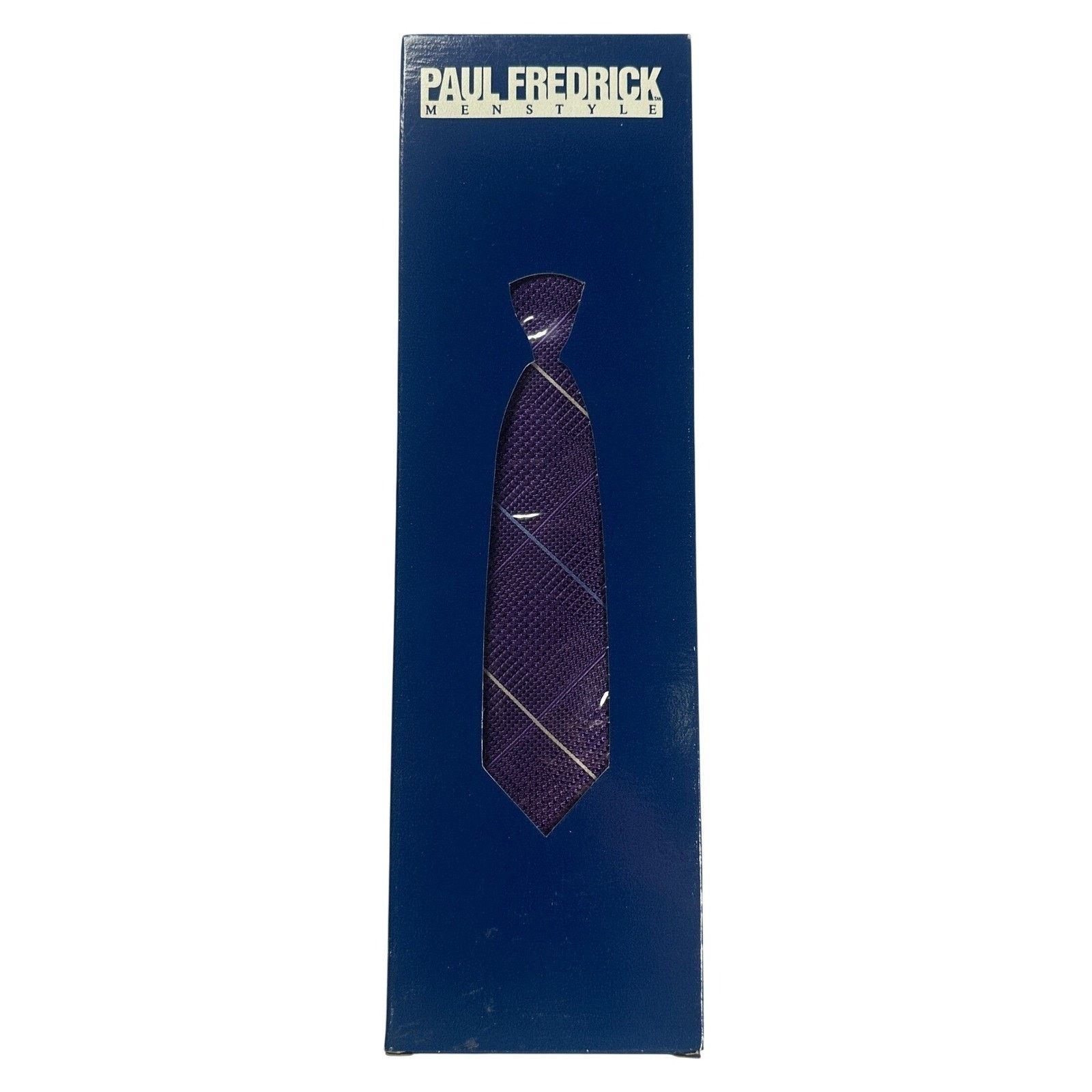 Paul Fredrick Paul Fredrick Purple Grid Pattern Silk Tie Hand Made NWT Size ONE SIZE - 6 Thumbnail