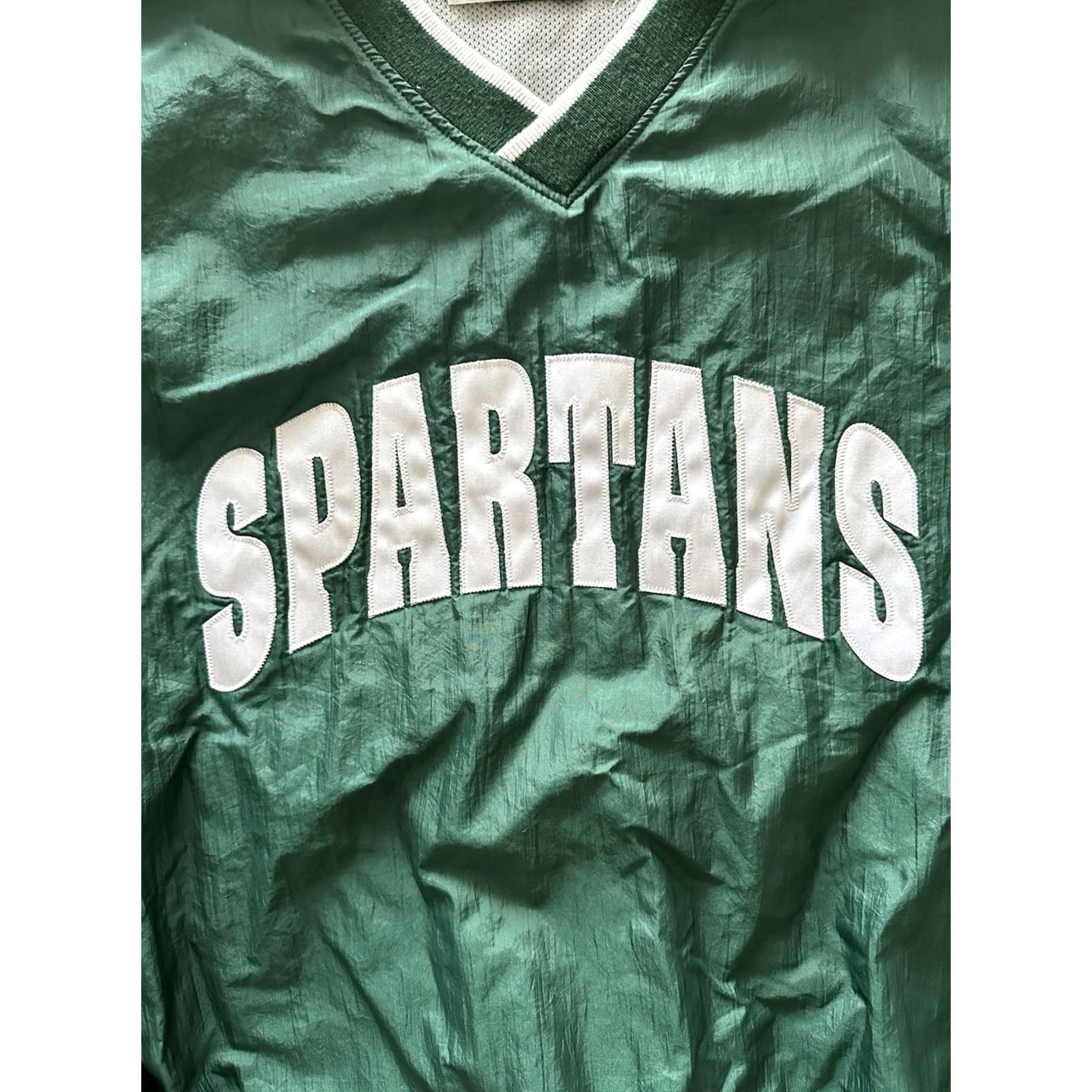 Spell VINTAGE Dodger Michigan State Spartans Jacket Windbreaker L Pullover Nylon Green 90s College Hip Hop USA Unisex Adults Regular Boys/Girls? Size US L / EU 52-54 / 3 - 2 Thumbnail