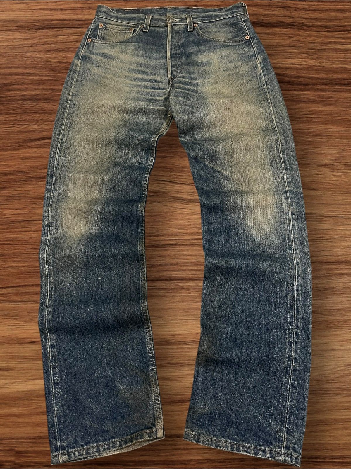 Levi's Vintage 90s Levi’s 501 Button Fly Dark Blue Faded Jeans Size US 31 - 1 Thumbnail