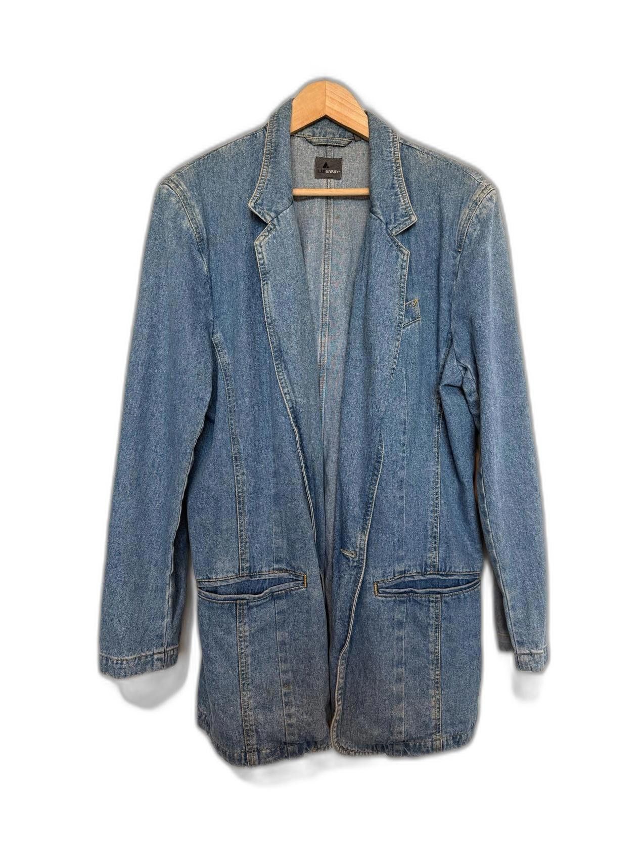 Vintage 90s Lizwear Denim Jean Blazer Jacket