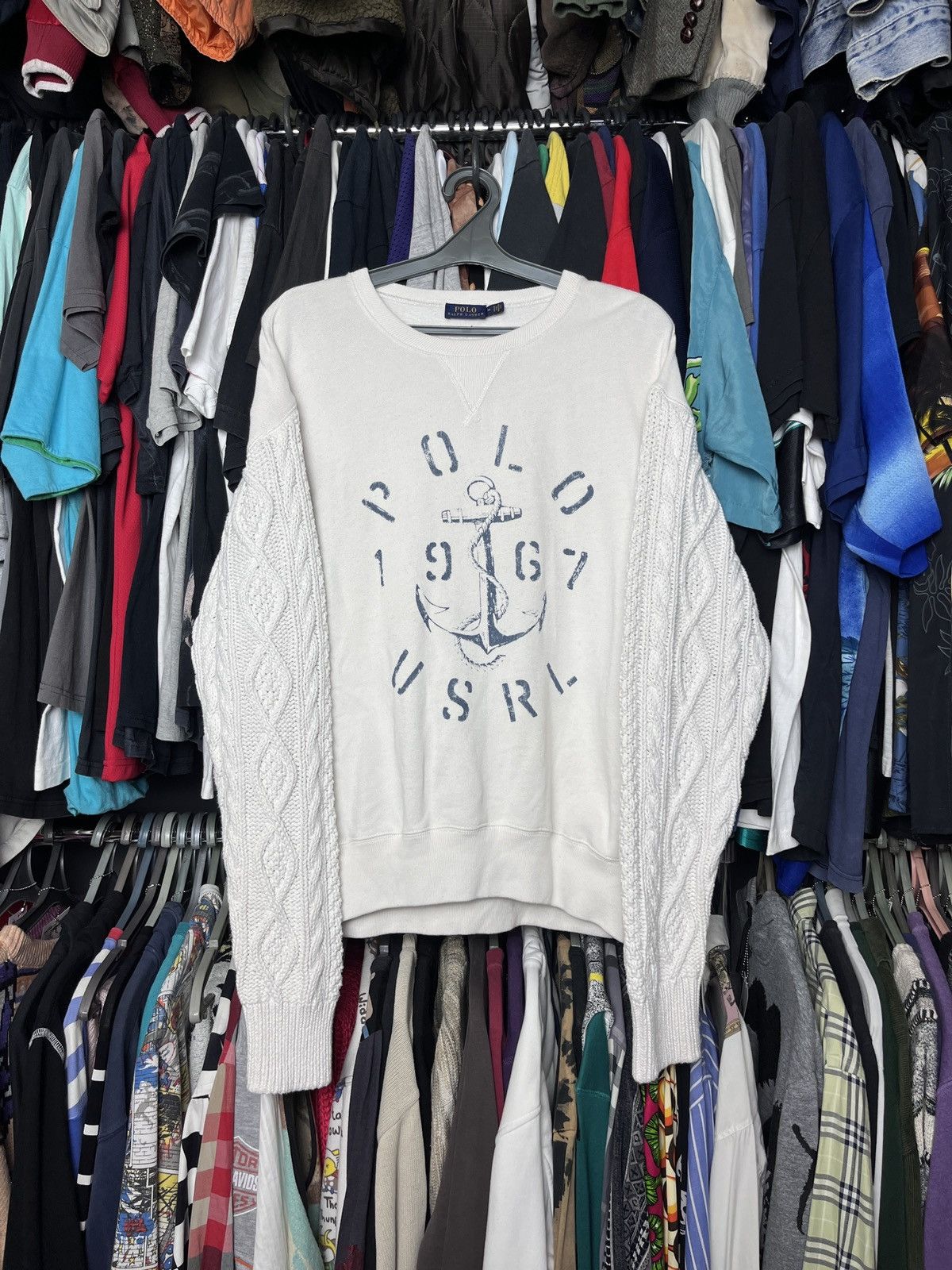 Polo Ralph Lauren × Ralph Lauren × Vintage RALPH LAUREN ARCHIVE SWEATSHIRT WITH KNITTED SLEEVES - 1332 Size US L / EU 52-54 / 3 - 1 Thumbnail