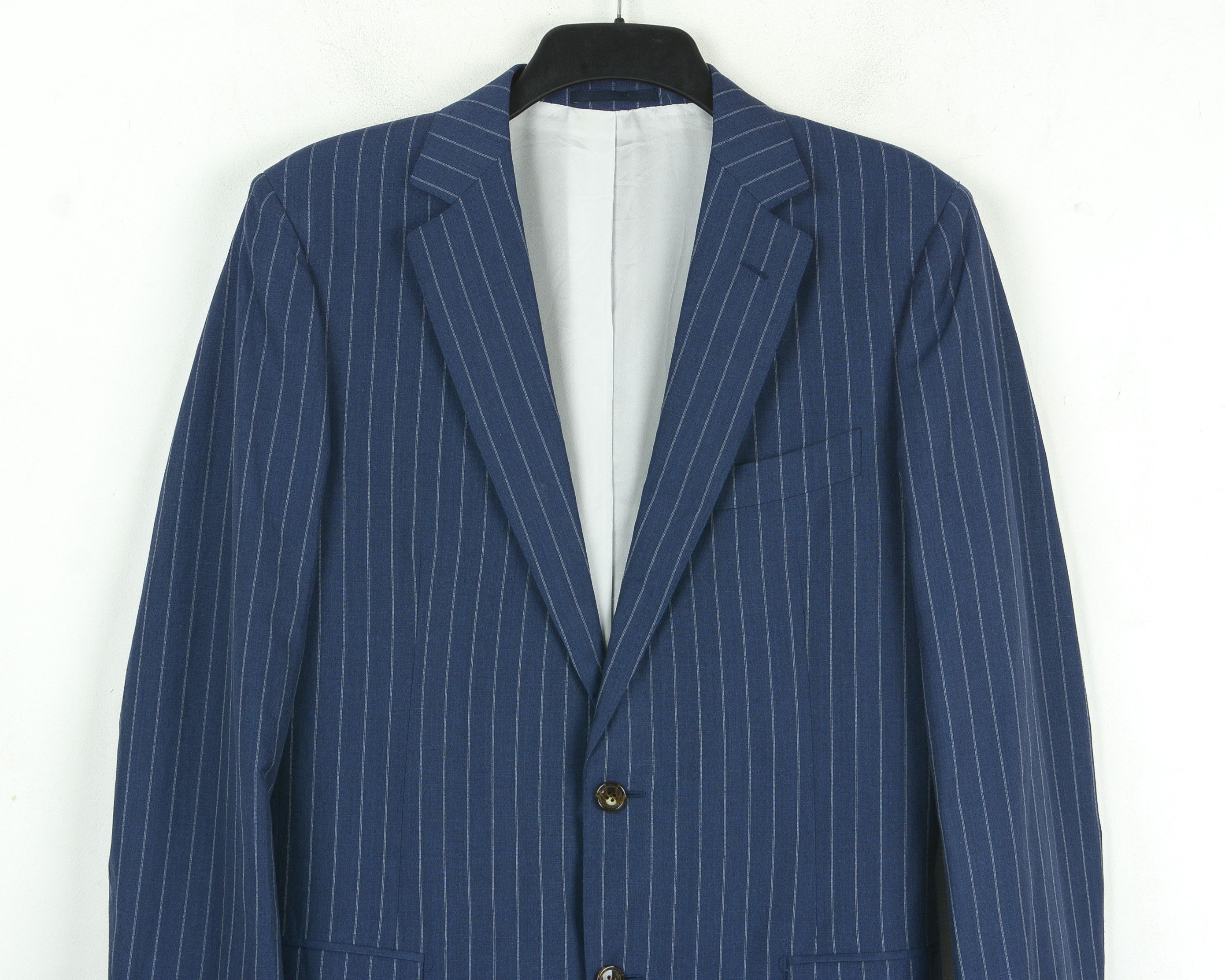 Suitsupply UK 40L US Wool EU 50L Linen Blazer Suit Jacket Pinstriped Size 40L - 2 Thumbnail