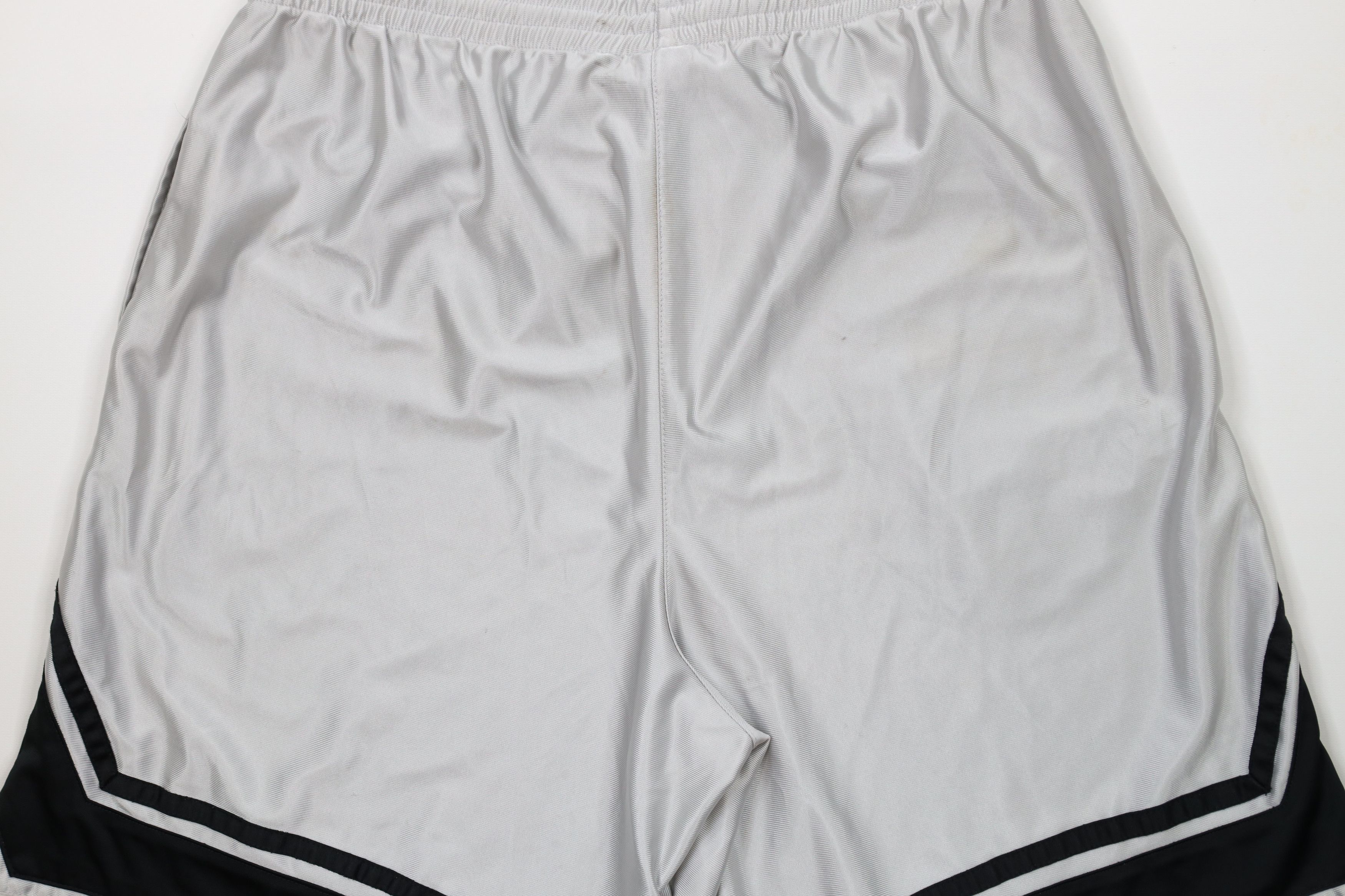 Nike × Vintage Vintage 90s Y2K Nike Mini Swoosh Basketball Shorts Silver Size US 38 / EU 54 - 13 Thumbnail