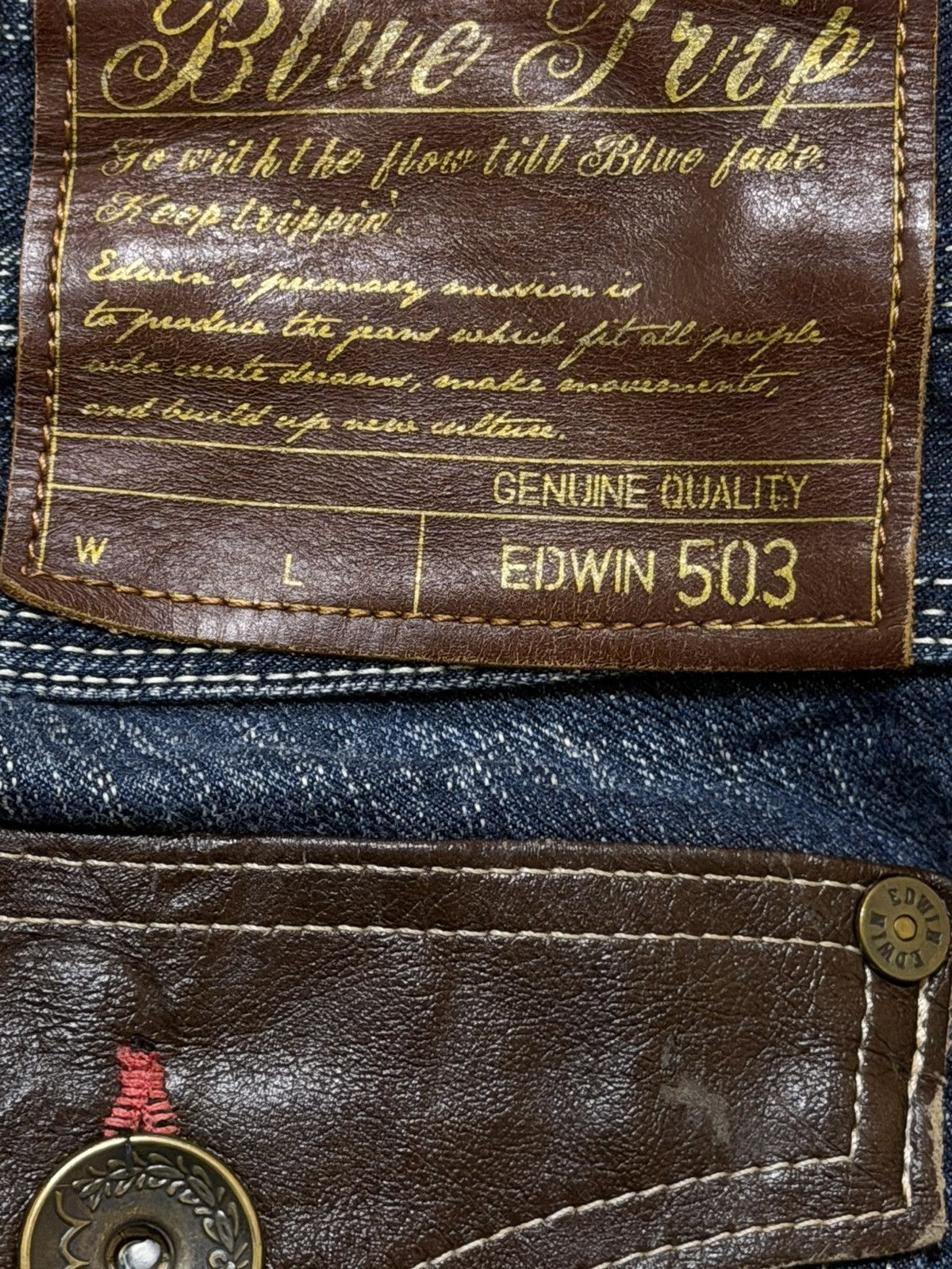 Edwin Edwin 503 Blue Trip Faded Wash Carpenter Paint Splatter Size US 33 - 6 Thumbnail