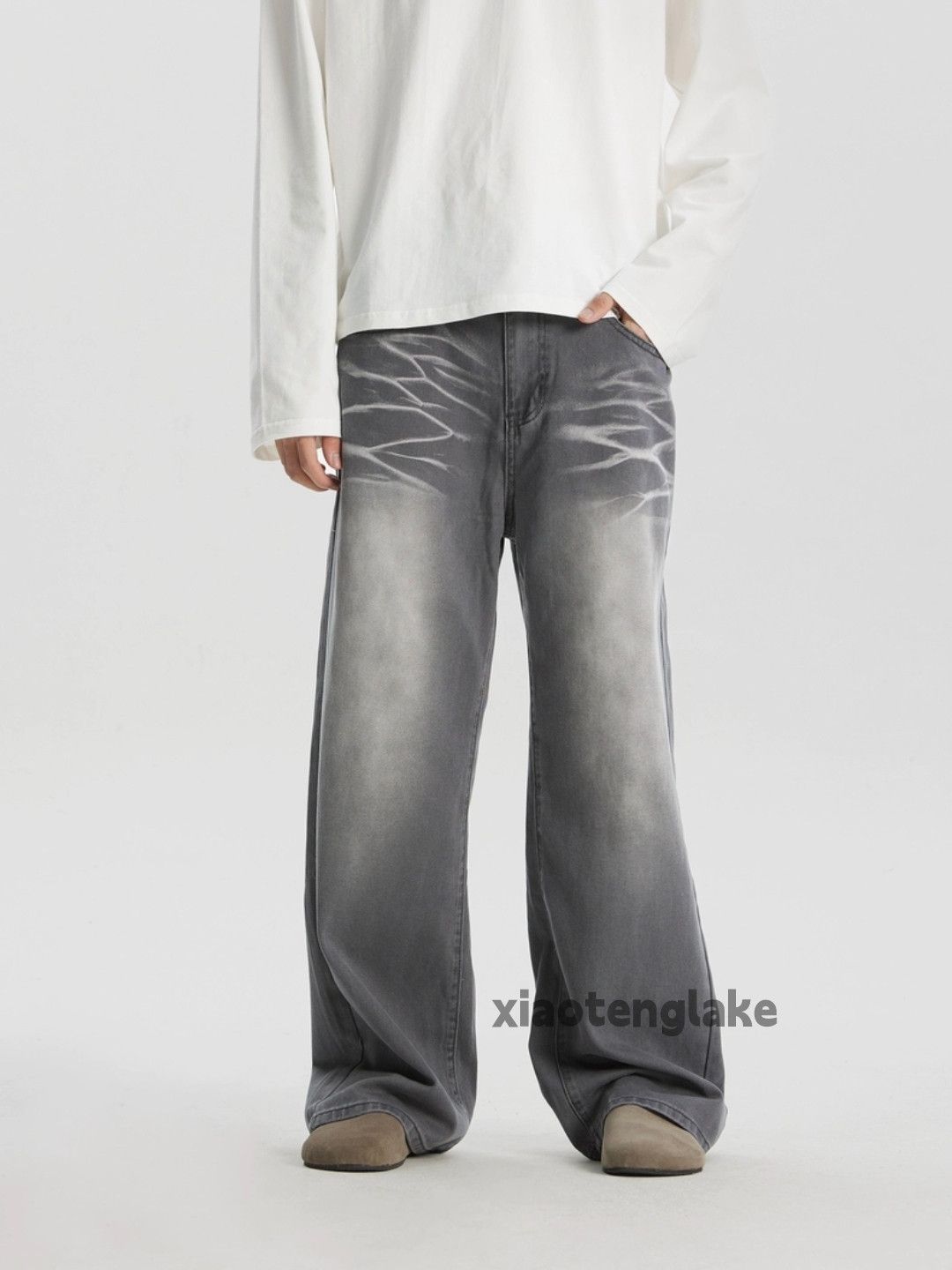 Jean × Vintage washed faded cleanfit skate hiphop loose baggy jeans Size US 33 - 4 Thumbnail
