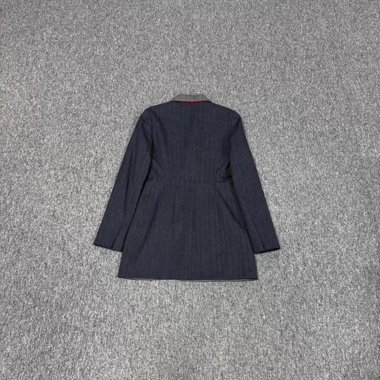 Dior Dior Colorblocked Wool Fishbone Midi Blazer 36 (99 New) Size XS / US 0-2 / IT 36-38 - 2 Thumbnail