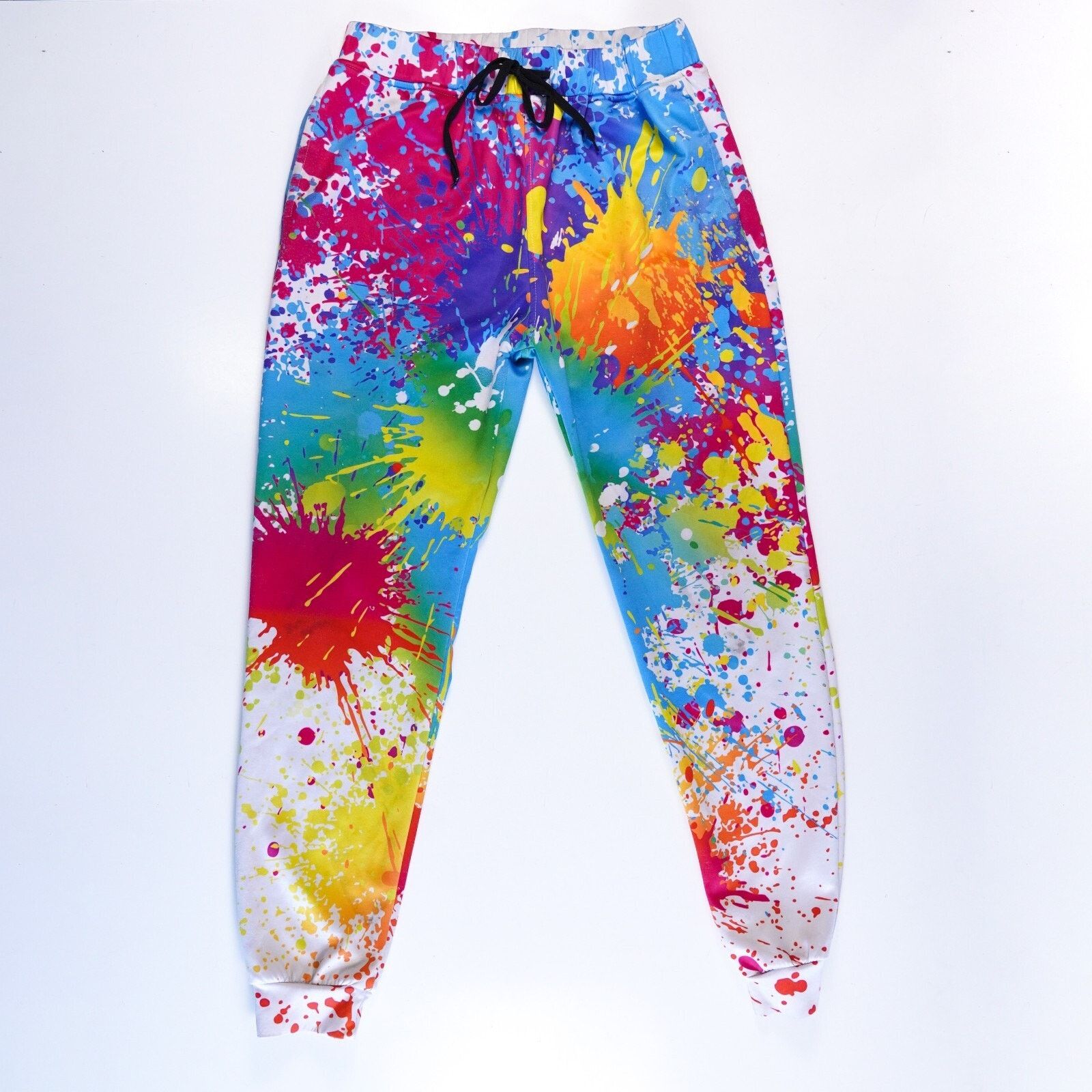 Other Rainbow Colorful Paint Sweatpants Drawstring Joggers Men S Size US 26 / EU 42 - 1 Thumbnail