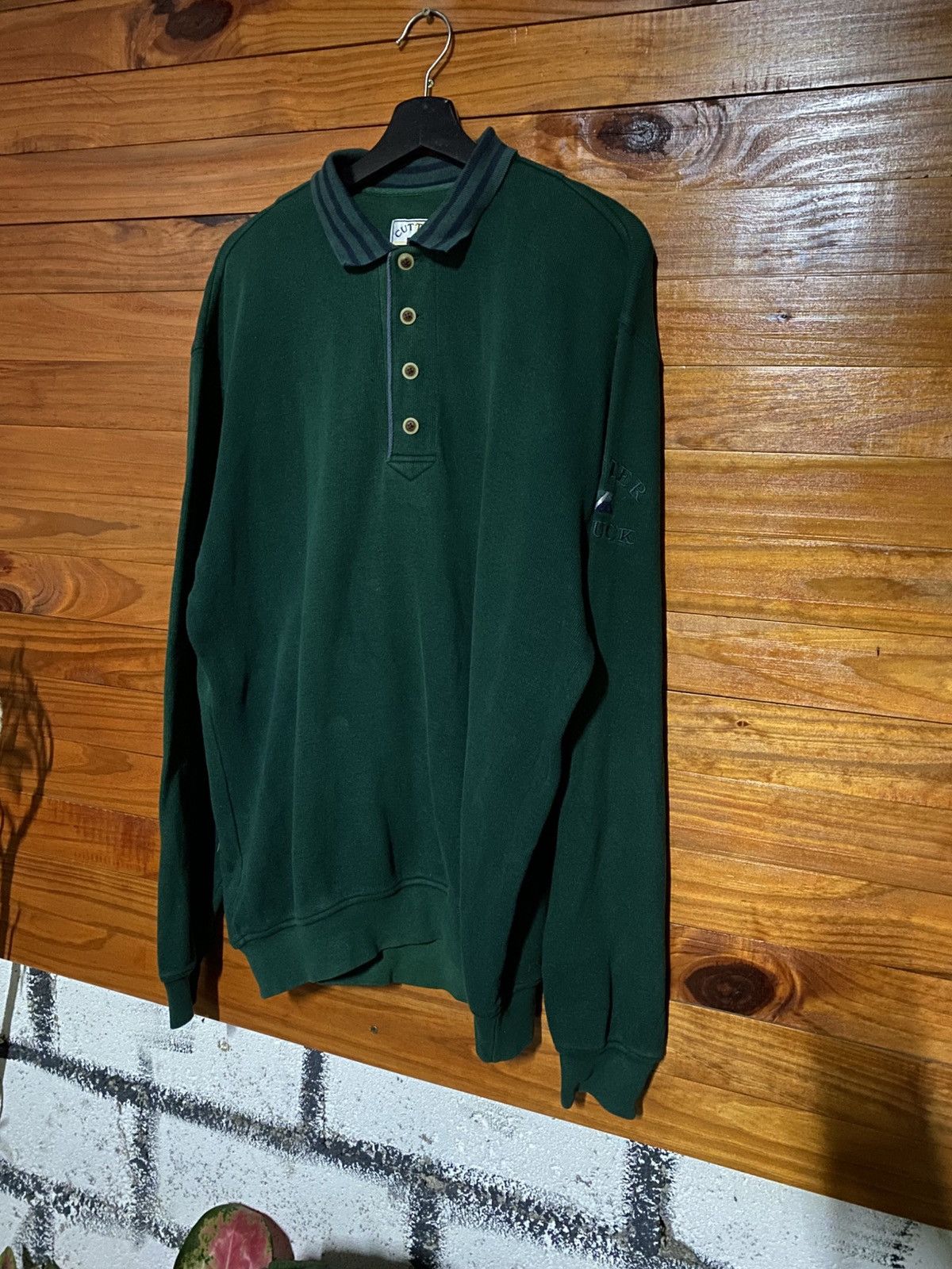Cutter & Buck Vintage Cutter & Buck Green Long Sleeve Polo Sweatshirt Size US L / EU 52-54 / 3 - 4 Thumbnail