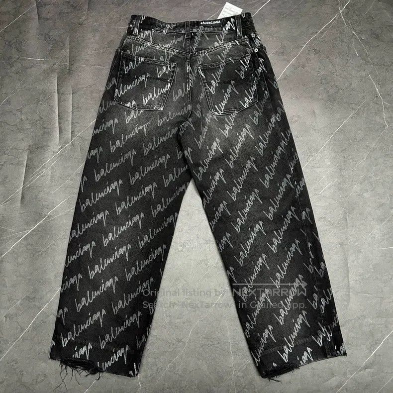 Balenciaga Balenciaga Cursive Letter Logo Bullet Screen Printed Denim Size US 27 - 2 Thumbnail