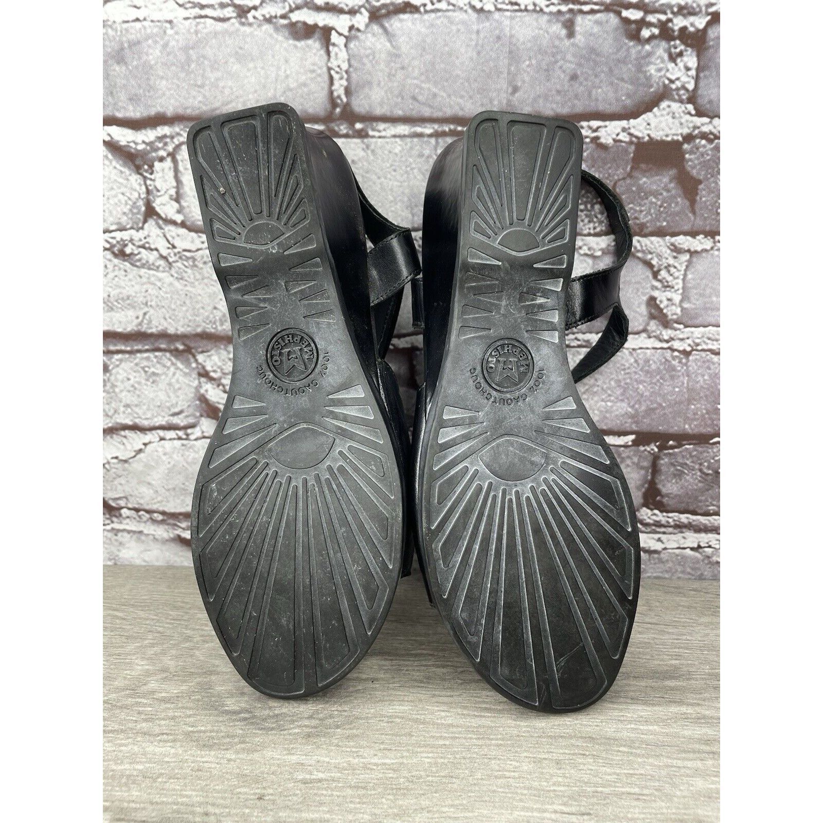 Mephisto Mephisto Black Leather Ankle Strap Causal Wedge Sandals Wome Size US 9.5 / IT 39.5 - 7 Thumbnail
