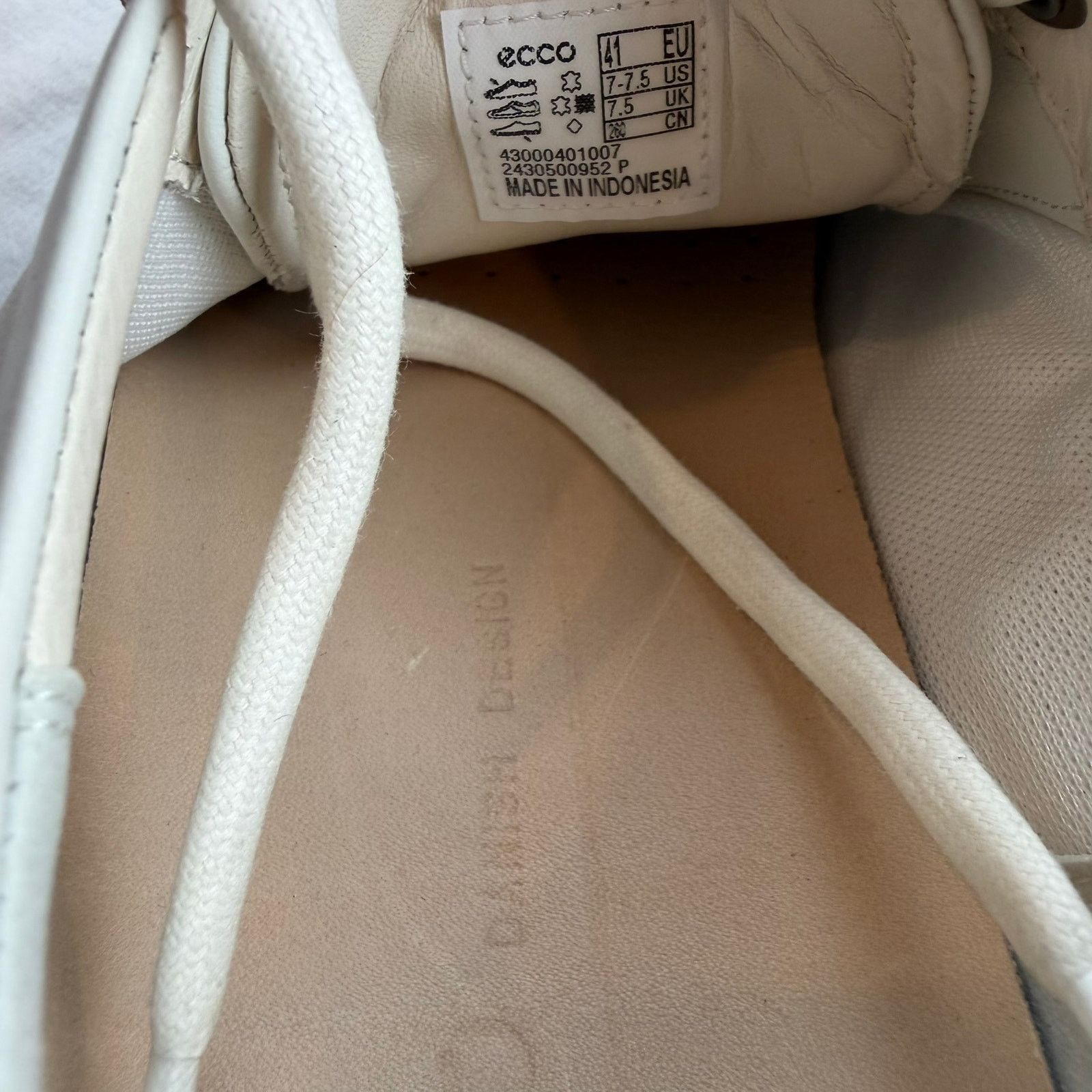 Ecco ECCO White Leather Lace-Up Sneakers Size 41 EU/7.5 US Size US 7.5 / IT 37.5 - 7 Thumbnail