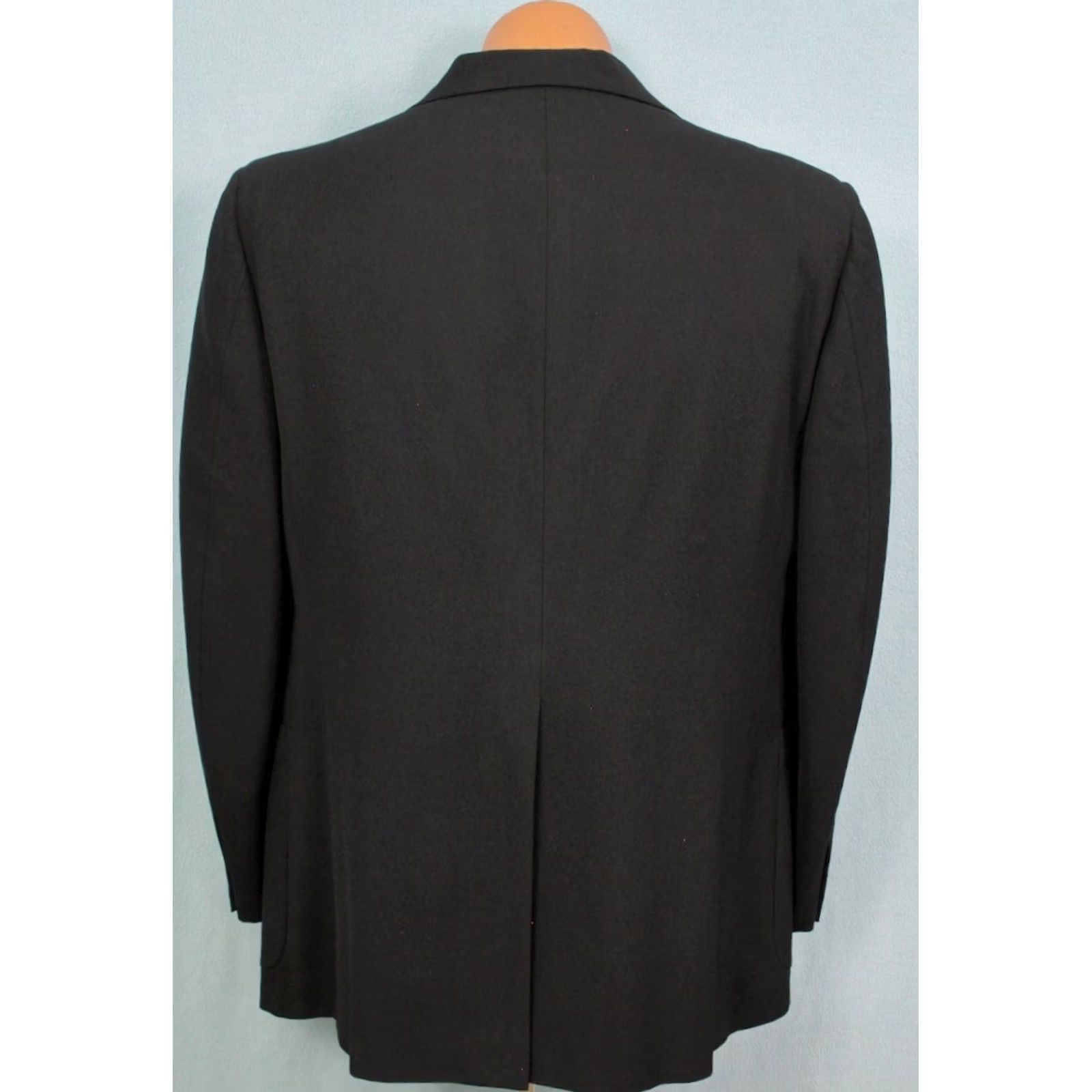 Vintage VINTAGE Men's VTG 60s 70s Black 2 PC Wool Suit Sz L 1960s 1970s Mens Suit Black Wool 1960s 1970s Size 38R - 4 Thumbnail