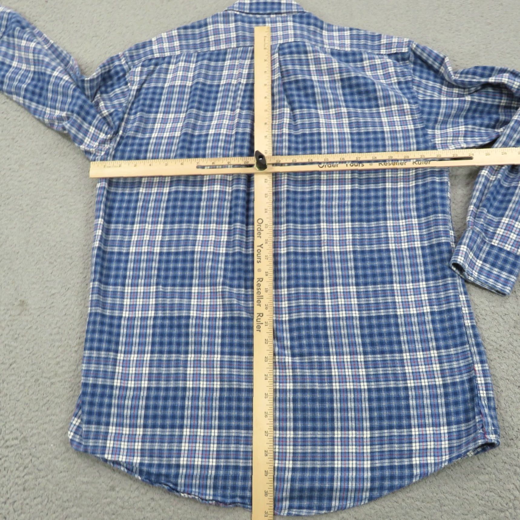 Vintage Onward Reserve Shirt Men Large Blue White Check Plaid Cotton Flannel Long Sleeve Button-Up Size US L / EU 52-54 / 3 - 6 Thumbnail