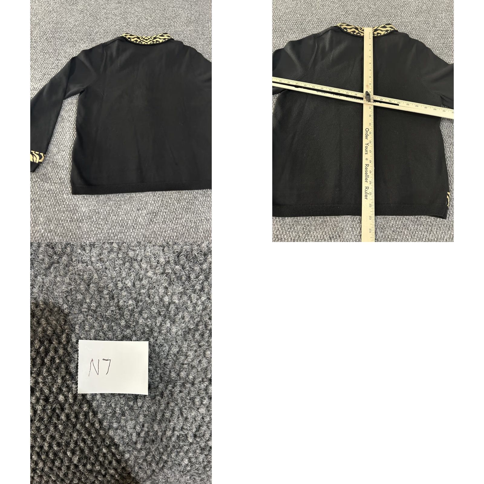 Vintage VINTAGE Alfred Dunner Cardigan Sweater Womens Petite Large Black Animal Print Zip Knit Collared Full Zip Zipper Studded 55% Cotton 45% Acrylic Womens Size L / US 10 / IT 46 - 8 Thumbnail