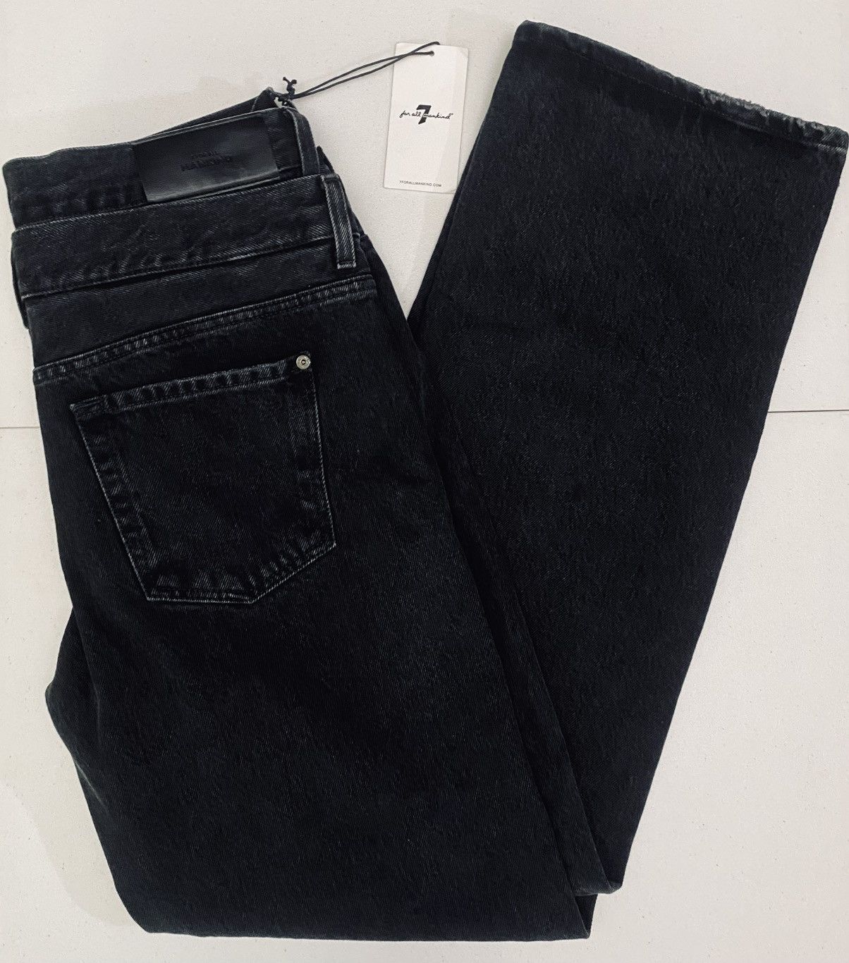 7 For All Mankind 7 FAM blk double waisted trouser hustle made in italy 29 NWT Size 29" - 10 Thumbnail