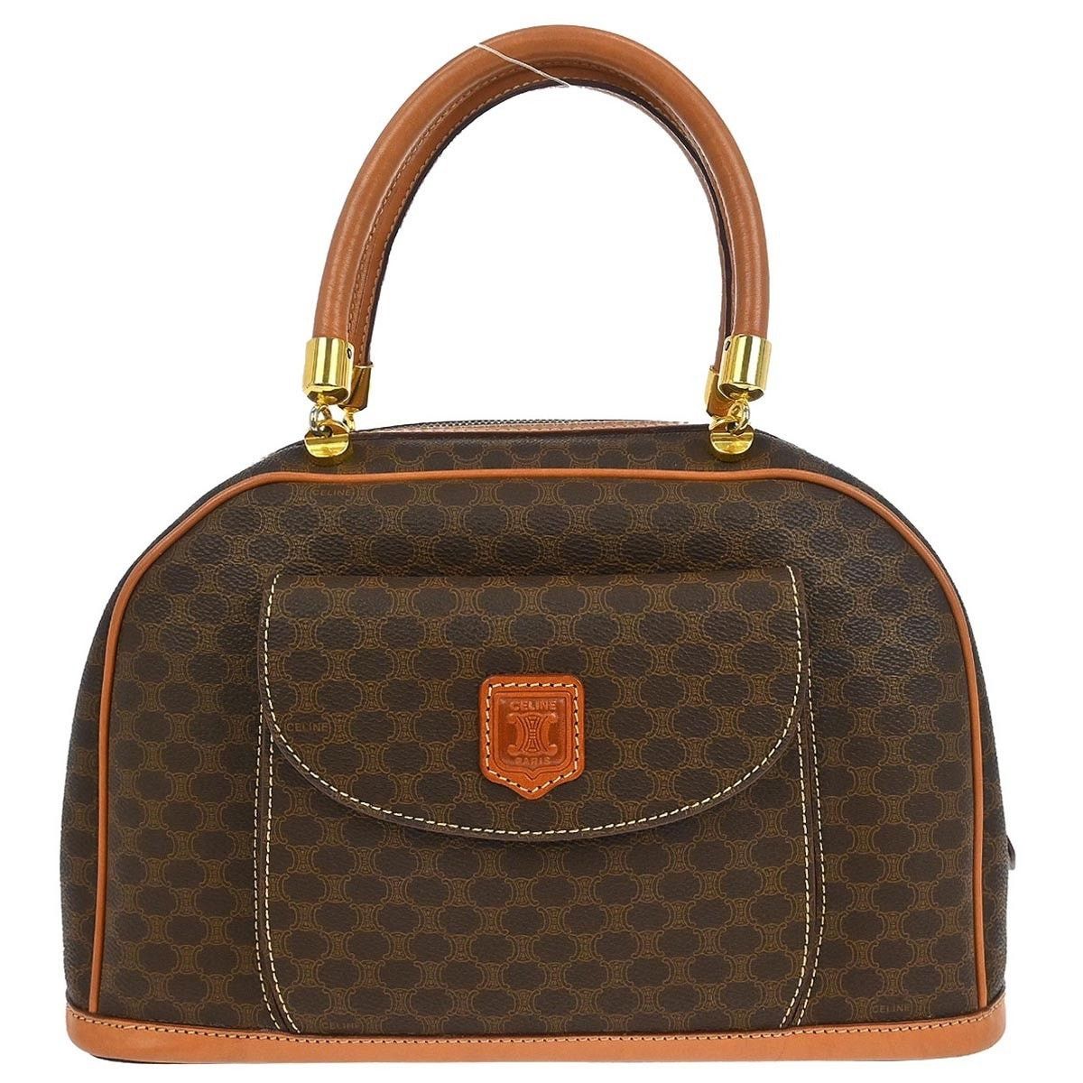 Celine Canvas And Leather Vintage Macadam Handbag Brown