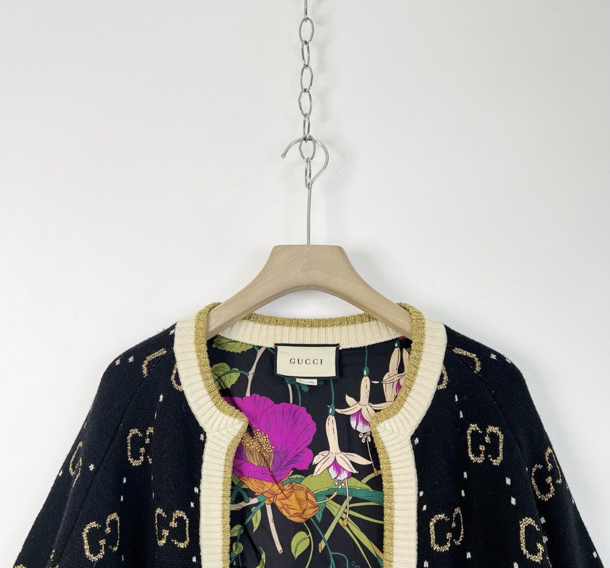 Gucci Gucci Double G Gold Thread All-Over Print Knit Cardigan K12 Size M / US 6-8 / IT 42-44 - 3 Thumbnail