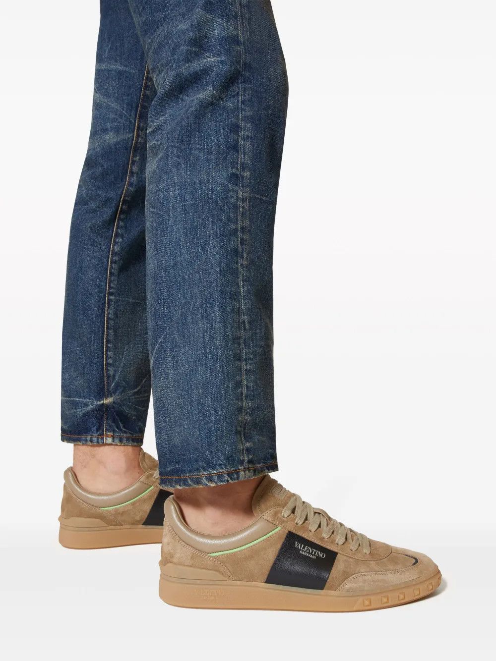 Valentino o1y0525 Logo Leather Low-Top Sneakers in Beige/Black Size US 9 / EU 42 - 5 Thumbnail