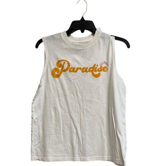Other Paradise Graphic Sleeveless Tank Top White & Yellow Womens C Size S / US 4 / IT 40 - 2 Thumbnail