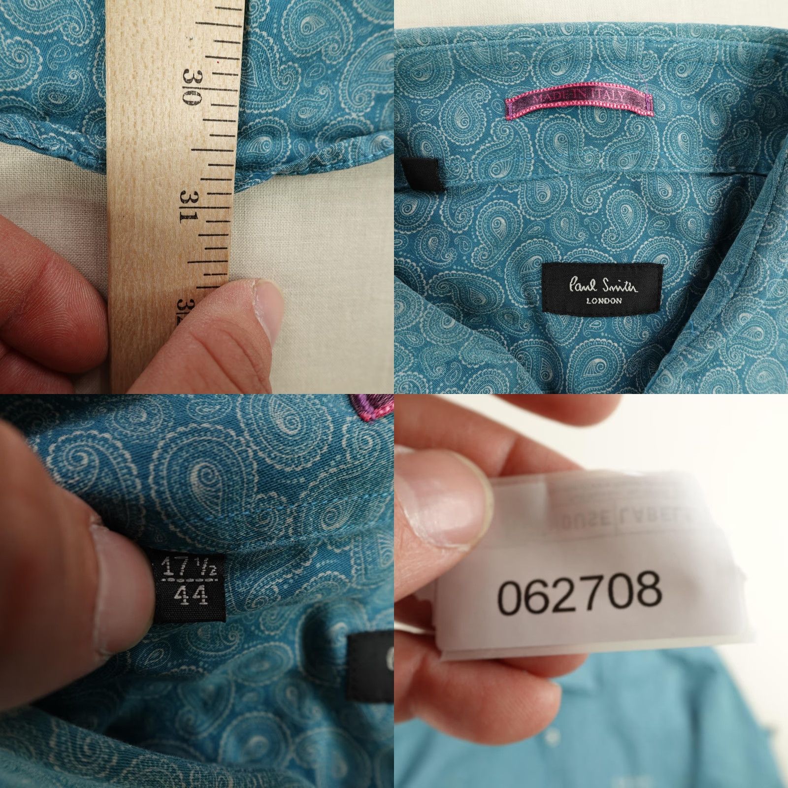 Paul Smith Paul Smith Shirt Mens XL Blue Teal Paisley Short Sleeve Button Up Size US XL / EU 56 / 4 - 8 Thumbnail