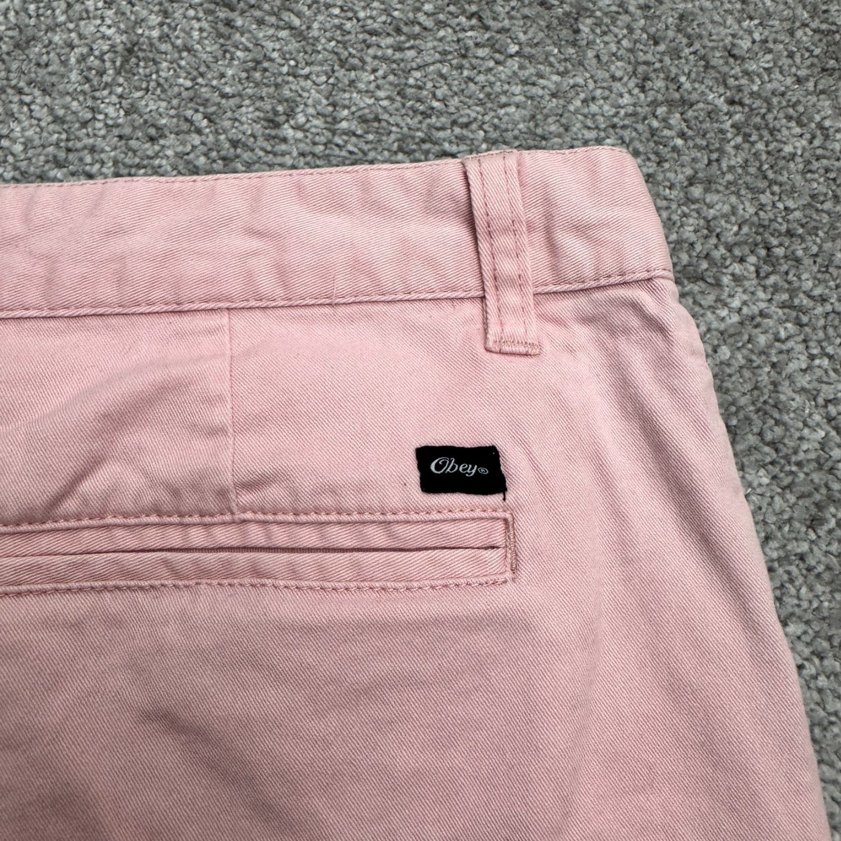 Obey OBEY Chino Shorts Mens 30 Pink Flat Front Cotton Casual Summer Short with Pockets, Regular Rise, 7in Inseam, Preppy Outdoor Style Mens Clothing Size US 30 / EU 46 - 3 Thumbnail