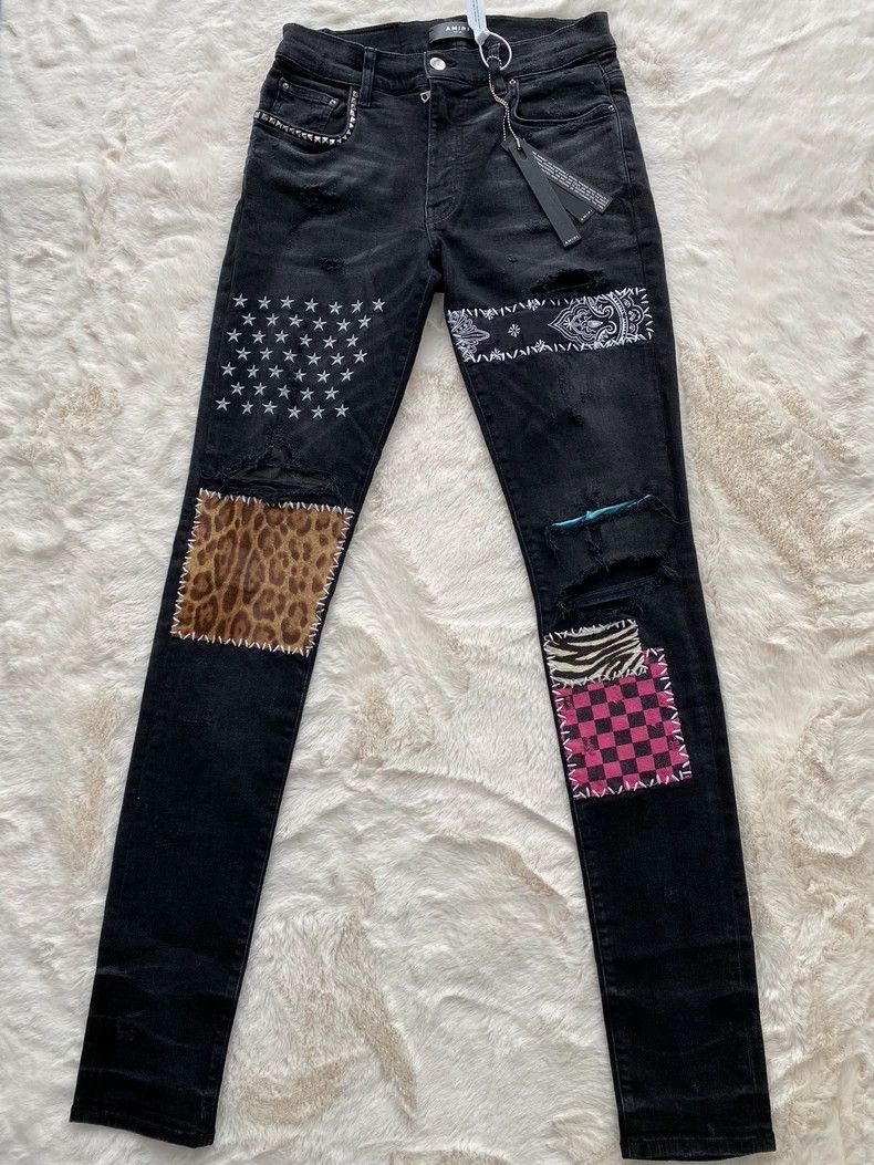 Amiri Amiri Black Patchwork Jean Size US 30 / EU 46 - 1 Thumbnail