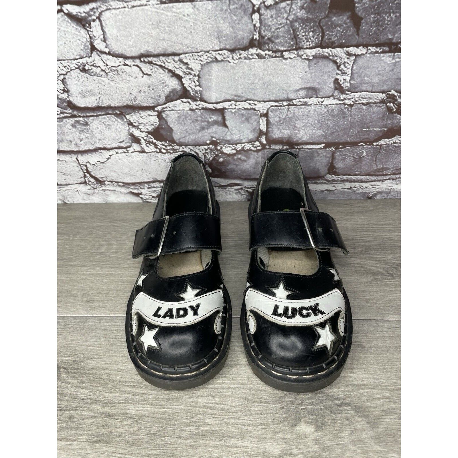Other VTG TUK LADY LUCK Black Leather MaryJane Strap England Shoes Size US 5.5 / IT 35.5 - 2 Thumbnail