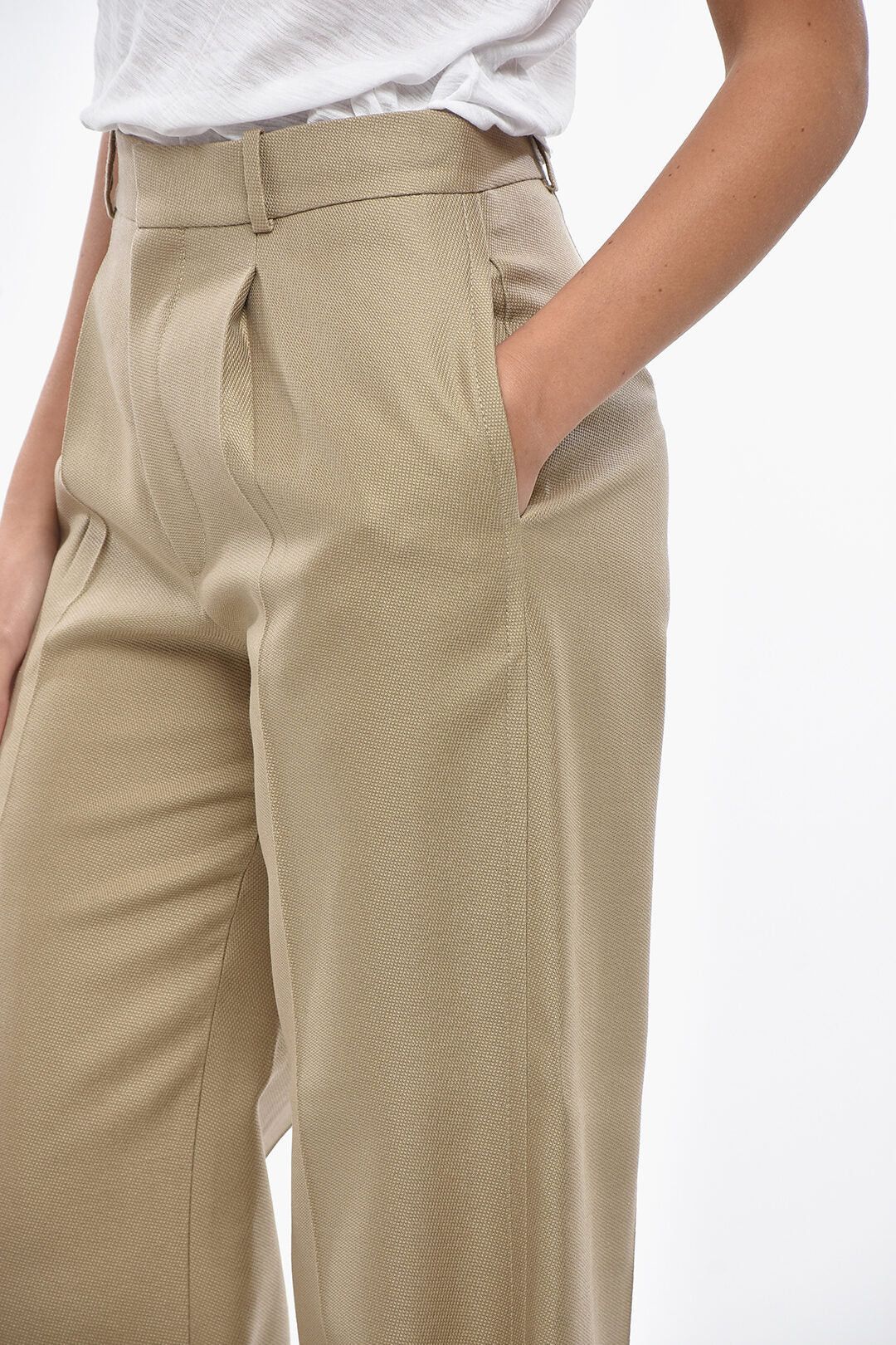 Dior og1mm0326 Virgin Wool-Blend Palazzo Pant in Beige Size 30" / US 8 / IT 44 - 3 Thumbnail