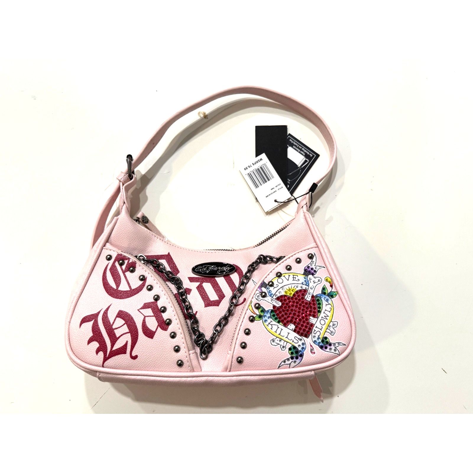 Ed Hardy Ed Hardy Shoulder Bag Womens Pink Love Kills Slowly NWT Size ONE SIZE - 1 Thumbnail