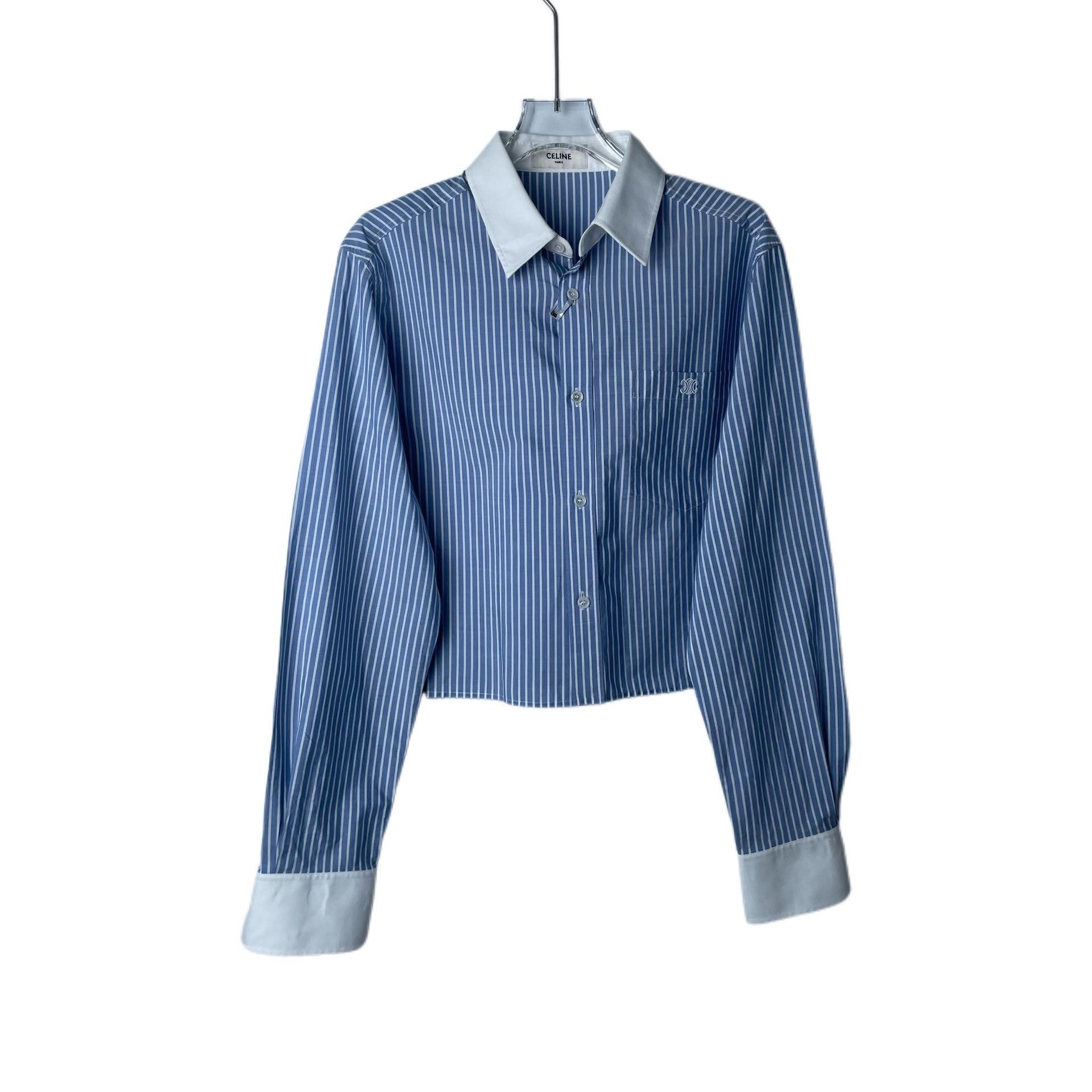 Celine Celine Striped Triomphe Short Shirt Size M / US 6-8 / IT 42-44 - 1 Thumbnail