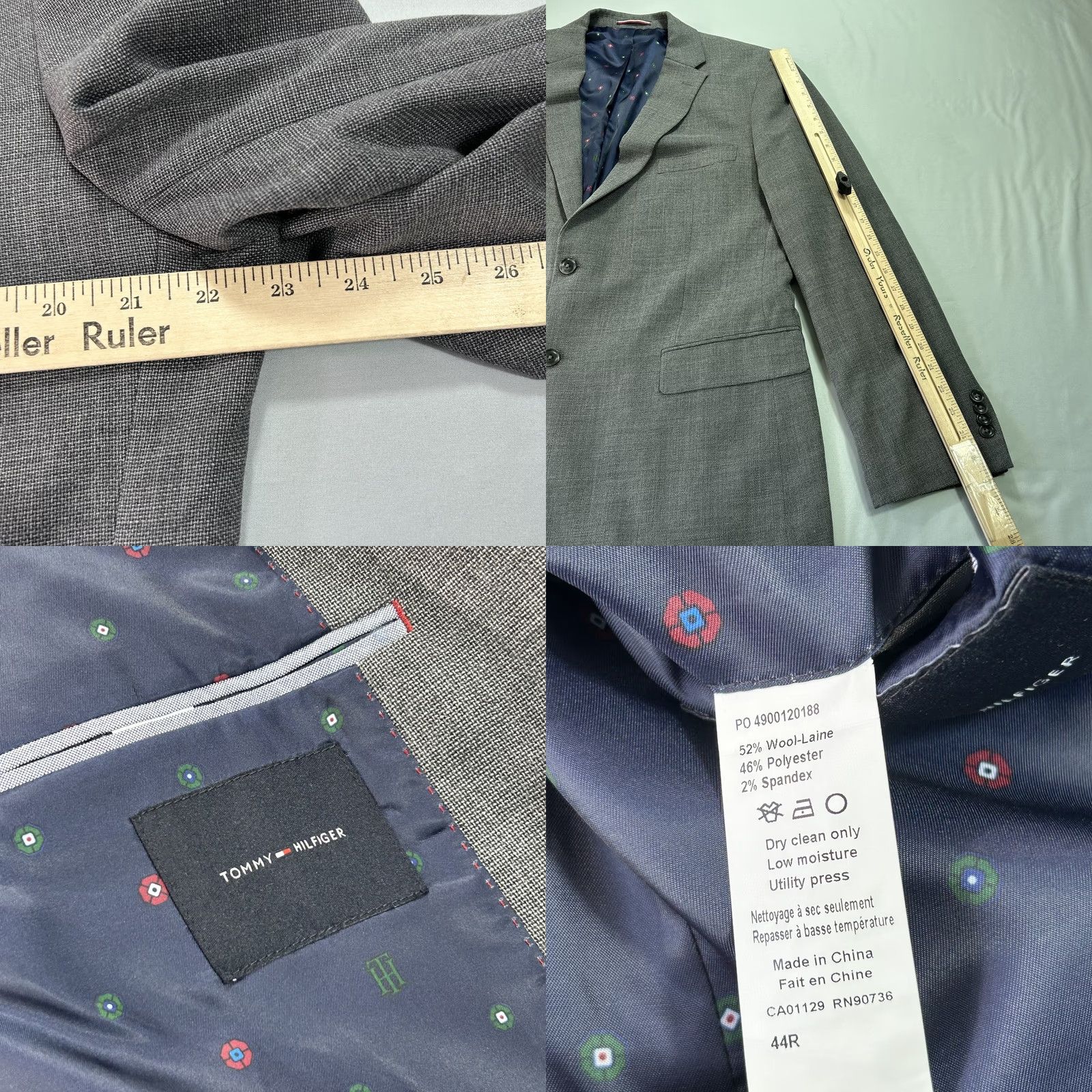 Tommy Hilfiger Tommy Hilfiger Blazer Mens 44R Gray Wool Blend Two Button Sport Coat Jacket Size 44R - 8 Thumbnail