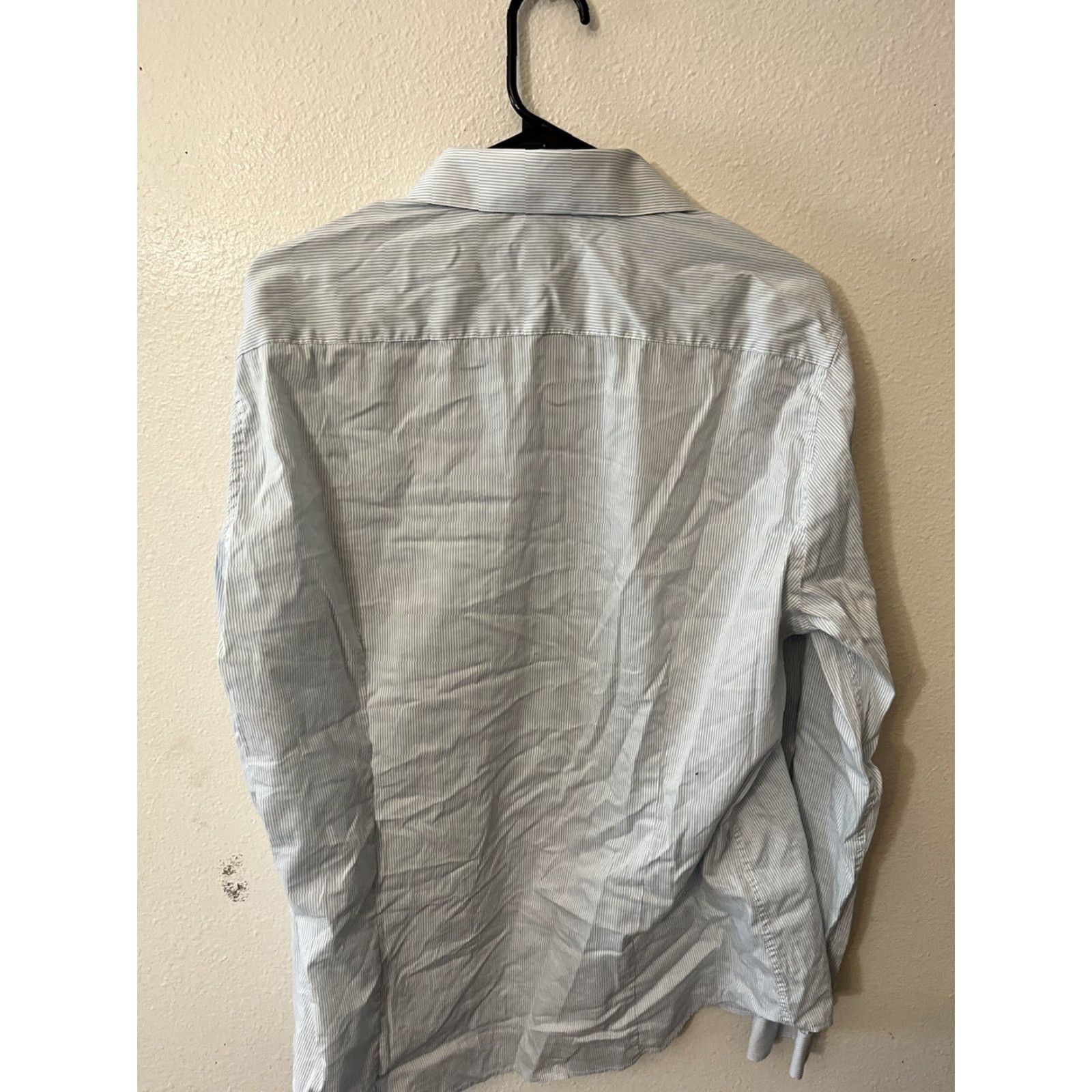 H&M H&M Blue Striped Long Sleeve Button-Up Shirt Adult Large Classic Mens Size 42R - 3 Thumbnail