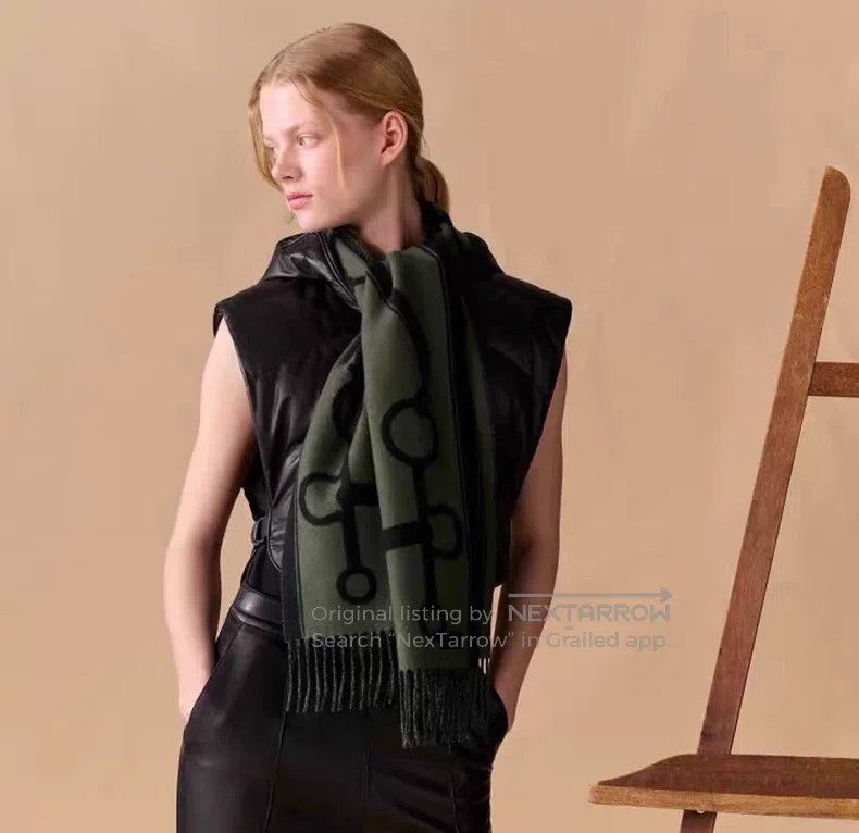 Hermes Hermes size 30×160cm Casaque Mors scarf, camouflage green/b Size ONE SIZE - 7 Thumbnail