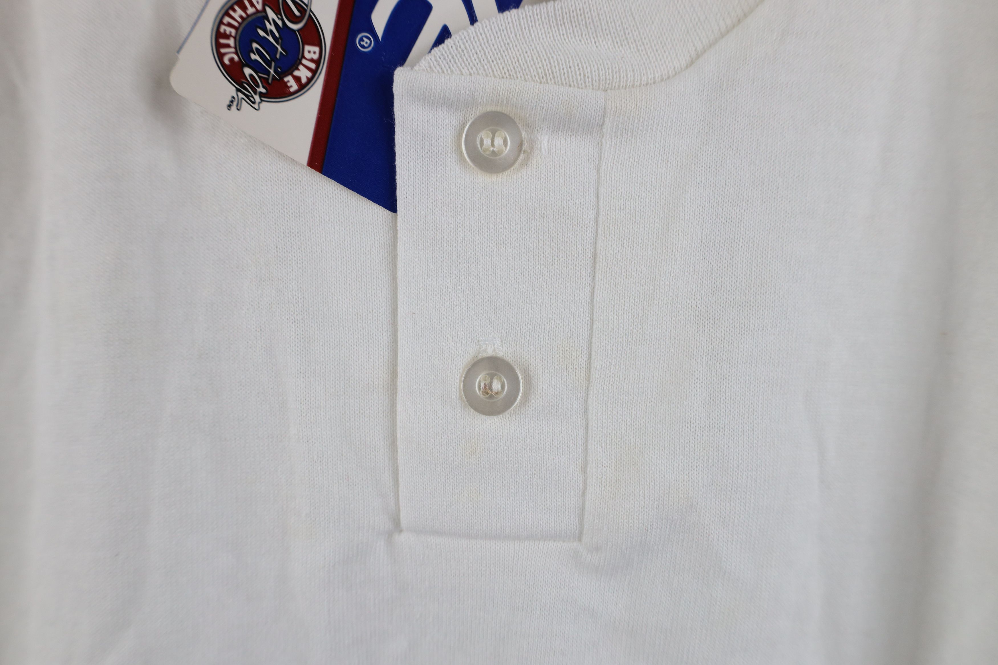 Vintage Deadstock Vintage 80s 90s Bike Henley T-Shirt White USA Size US L / EU 52-54 / 3 - 5 Thumbnail