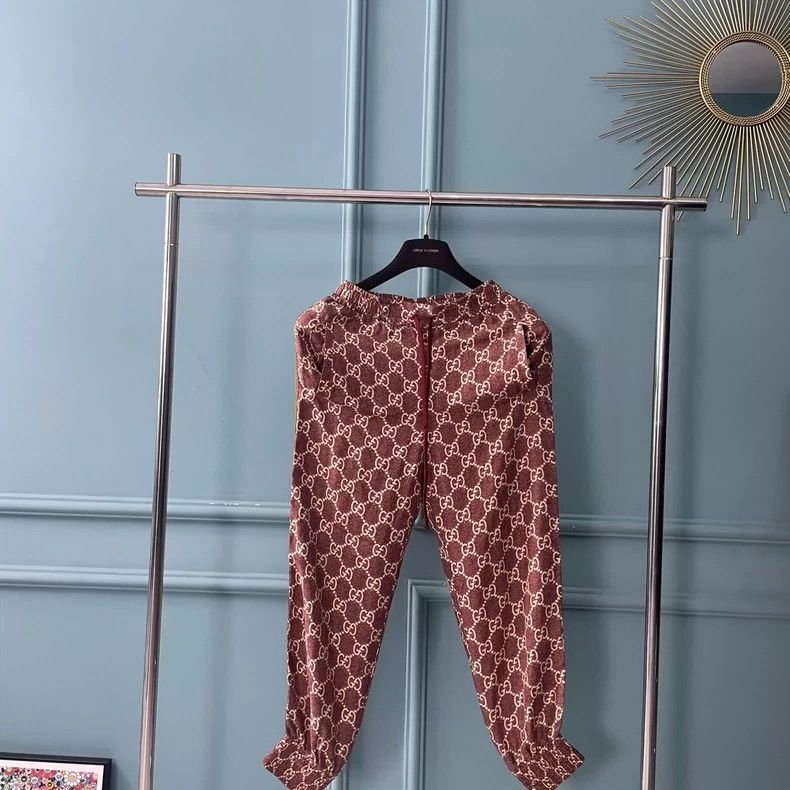 Gucci Gucci Size XS Mulberry silk full logo old flower trousers Size US 30 / EU 46 - 1 Thumbnail