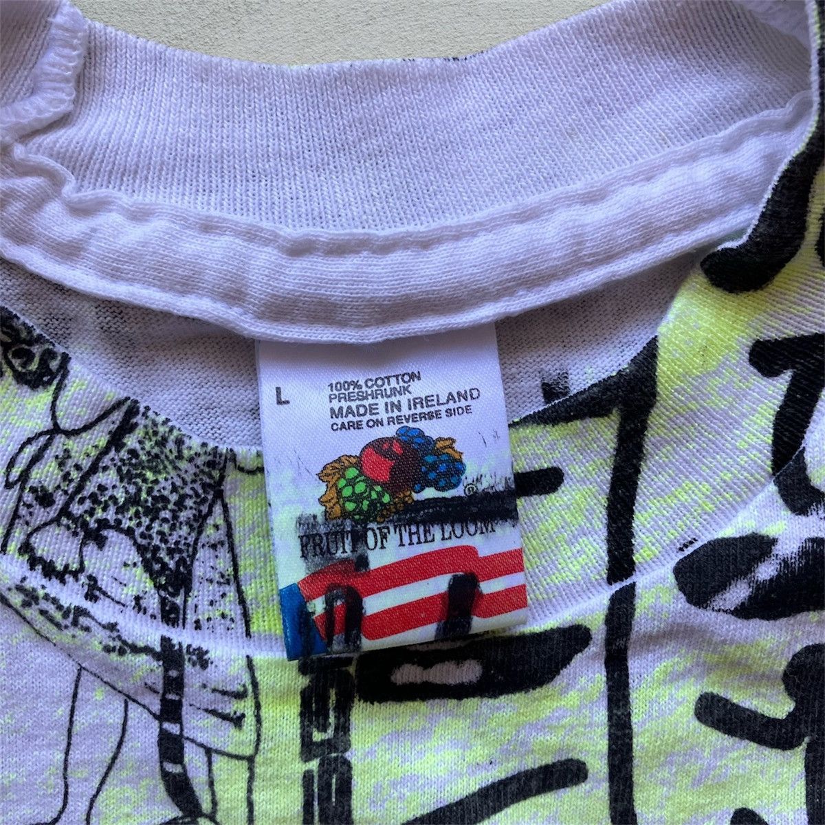 Fruit Of The Loom Vintage 90s Egyptian Hieroglyphics AOP Tee Shirt Art FORL SS Size US L / EU 52-54 / 3 - 7 Thumbnail