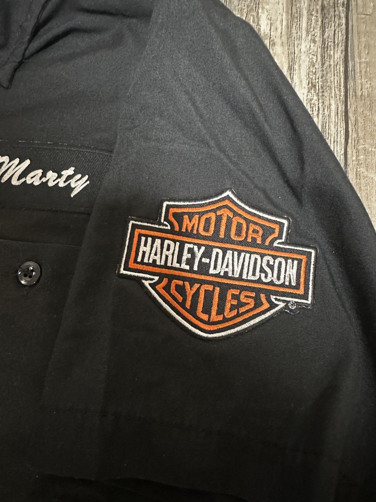 Harley Davidson × Vintage Vintage 90s Harley Davidson “Marty’s” Work Shirt Size US M / EU 48-50 / 2 - 9 Thumbnail