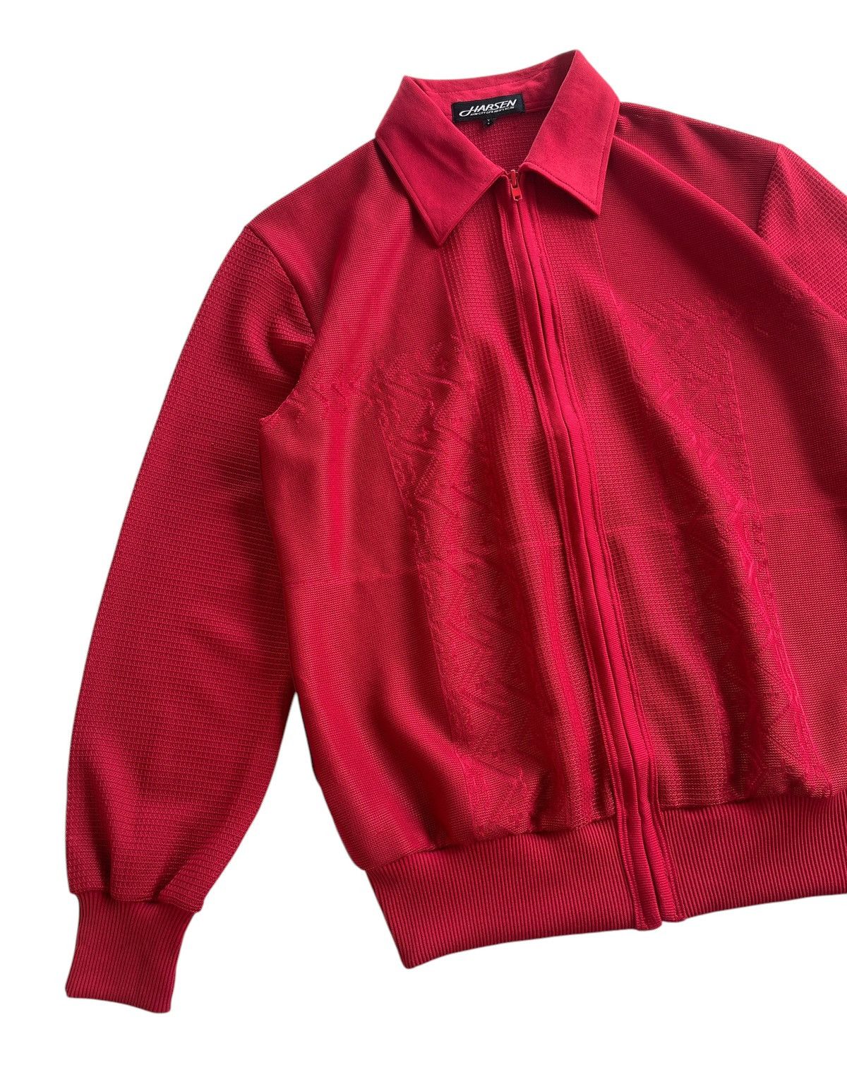 Japanese Brand 80s Harsen Abstract Polyester Knit Blouson Jacket Size US M / EU 48-50 / 2 - 5 Thumbnail