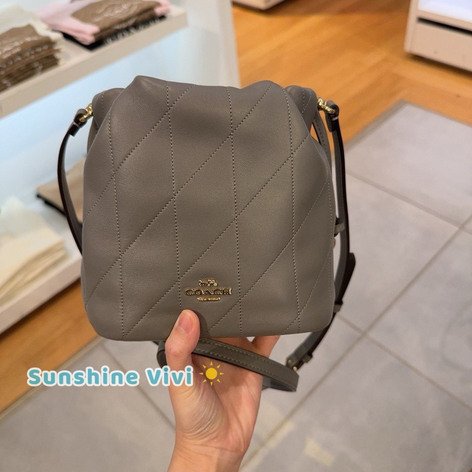 Coach NWT Coach Faye Mini Drawstring Bag CDB69 Nappa leather SLATE Size ONE SIZE - 1 Thumbnail