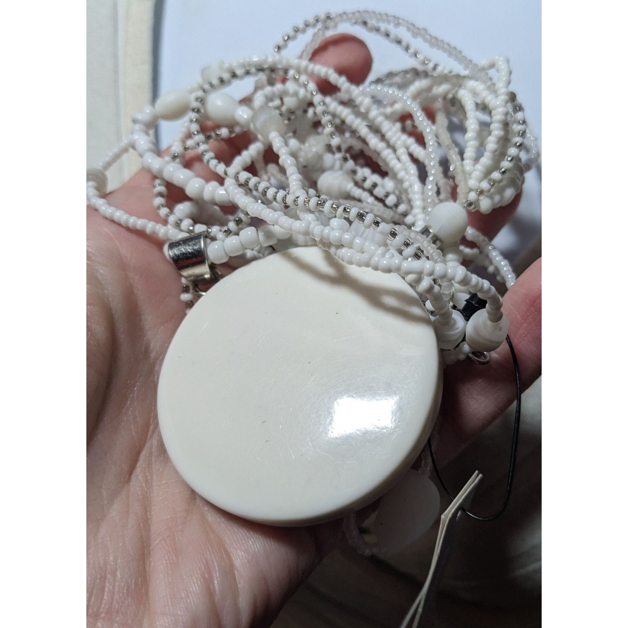 Chicos Chico's Nautilus White And Silver Chunky Multilayer Pendant Size ONE SIZE - 14 Thumbnail