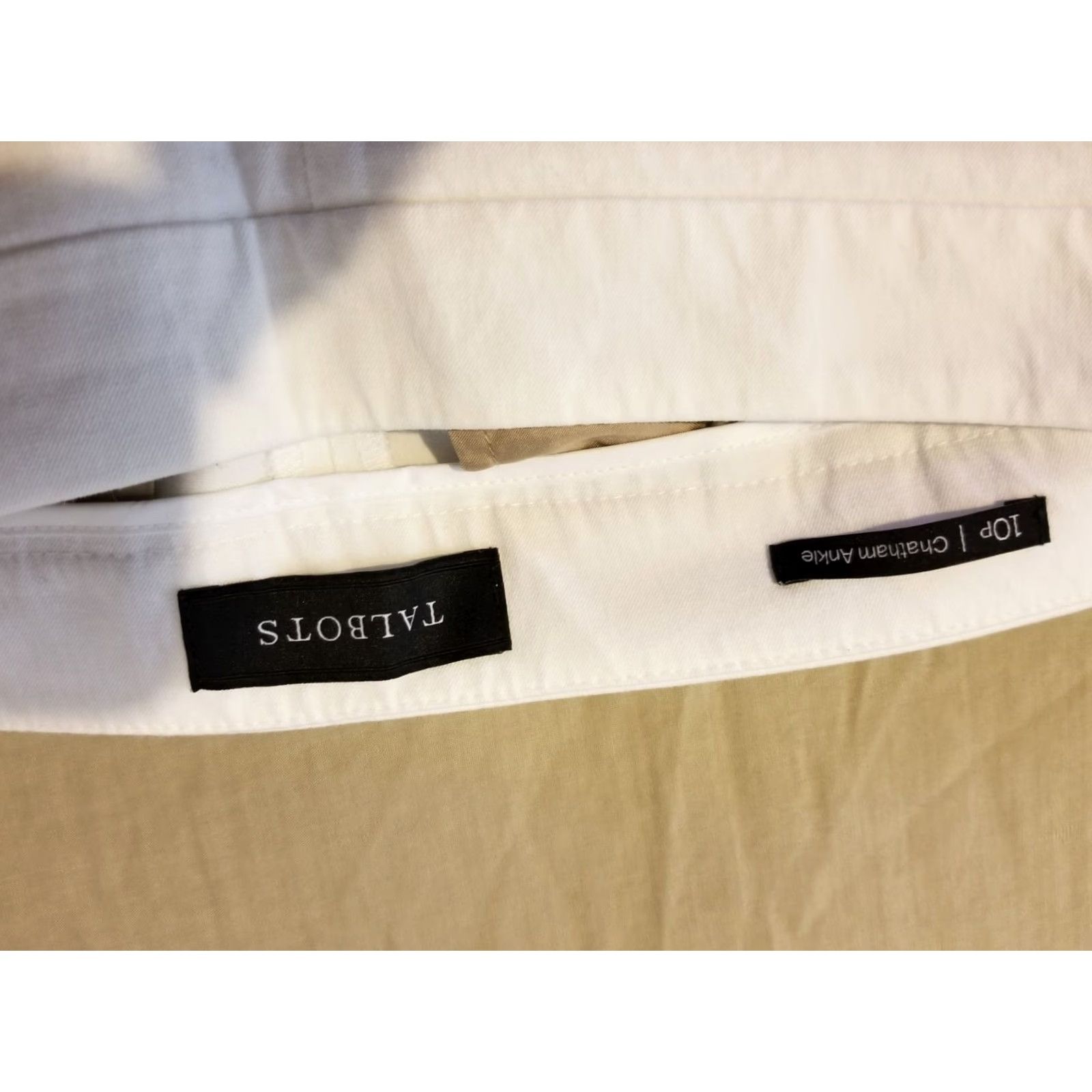Talbots Womens Talbots Pants White 10P Slack Chino Dress Pants Straight Leg Front Flat Cotton Stretch Casual Dressy Formal Vintage No Size 32" / US 10 / IT 46 - 3 Thumbnail