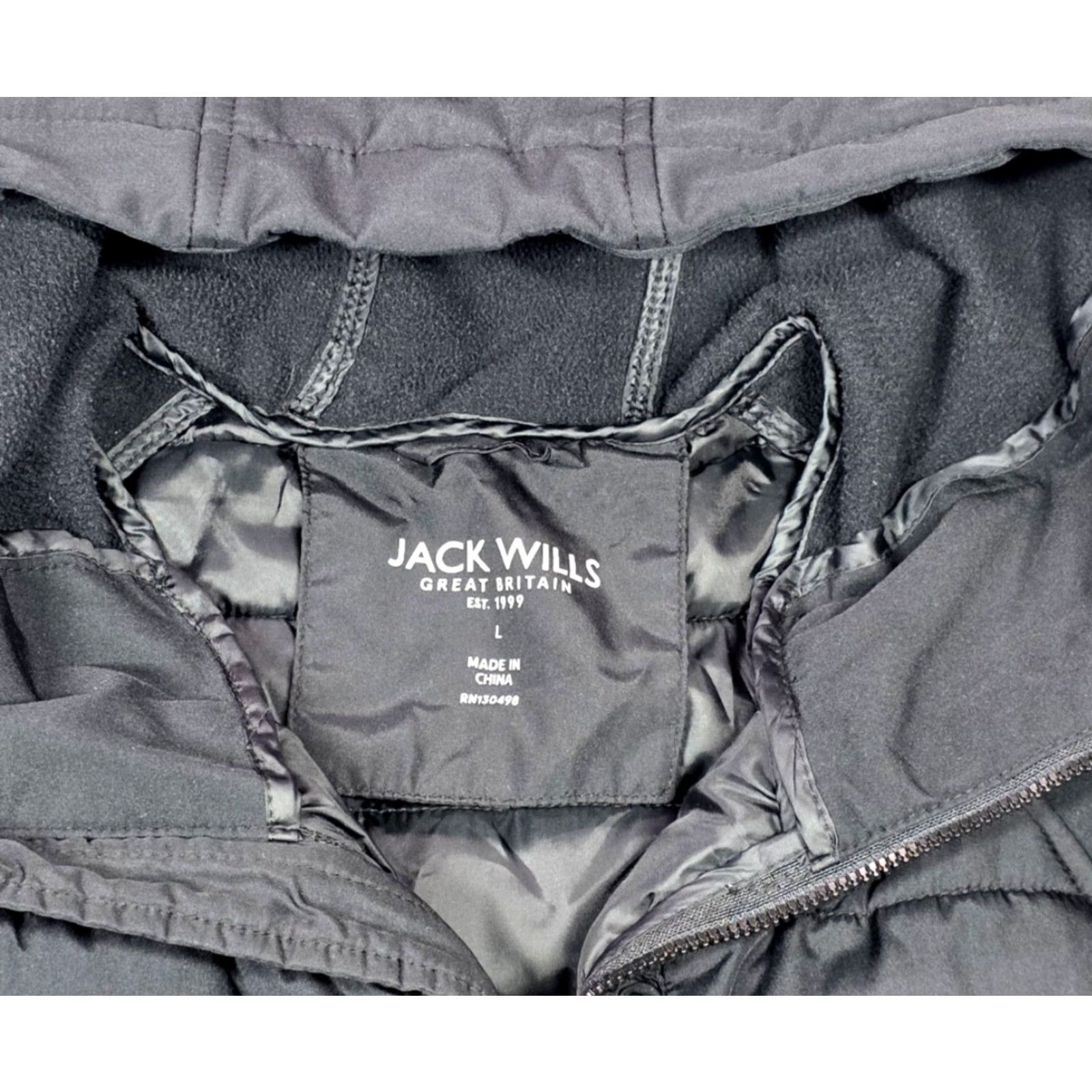 Jack Wills VINTAGE Jack Wills Great Britain Media Quilted Puffer Hybrid Men L Black Hooded Full Zip Size US L / EU 52-54 / 3 - 7 Thumbnail