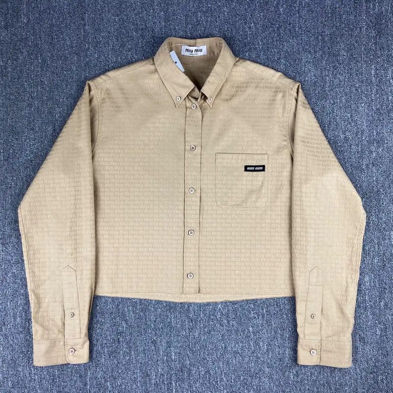 Miu Miu Miu Miu Khaki Cotton Women's Shirt 0089 Size M / US 6-8 / IT 42-44 - 1 Thumbnail