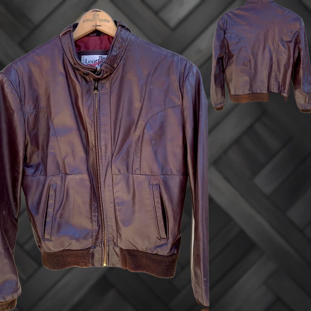 Sears VINTAGE Sears The Leather Shop leather jacket racer jacket 38 reg Brown Mens Jacket Size 38 Racer Vintage Leather Shop Sears Mens Jacket Size US XXS / EU 40 - 1 Thumbnail