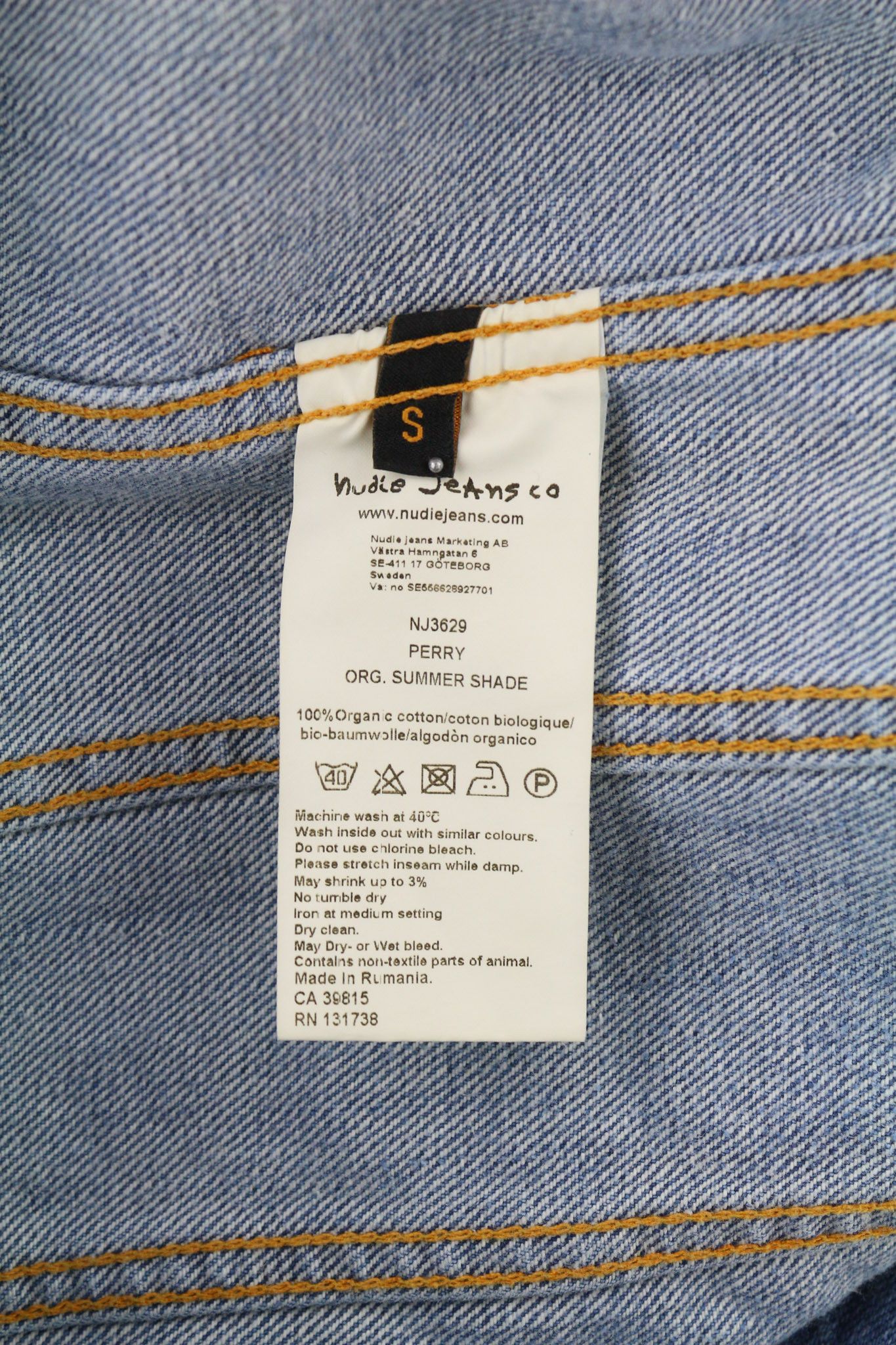 Nudie Jeans PERRY ORG. SUMMER SHADE S Organic Cotton Blue Jacket 80406 Size US S / EU 44-46 / 1 - 7 Thumbnail
