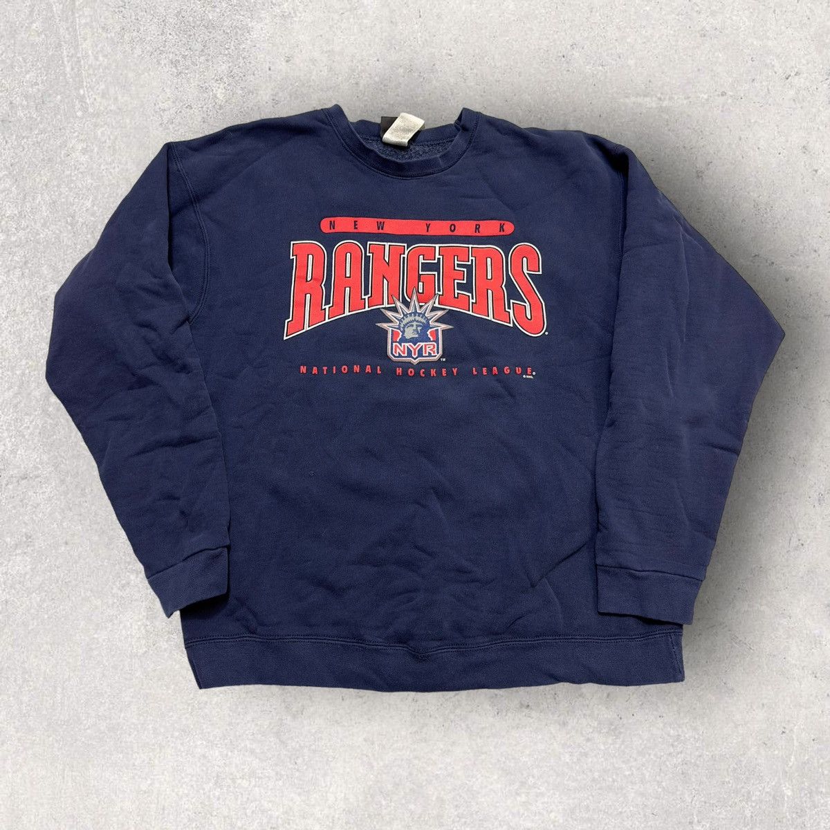 Image of Nhl x Pro Player Vintage New York Rangers Sweatshirt in Navy, Men's (Size 2XL)